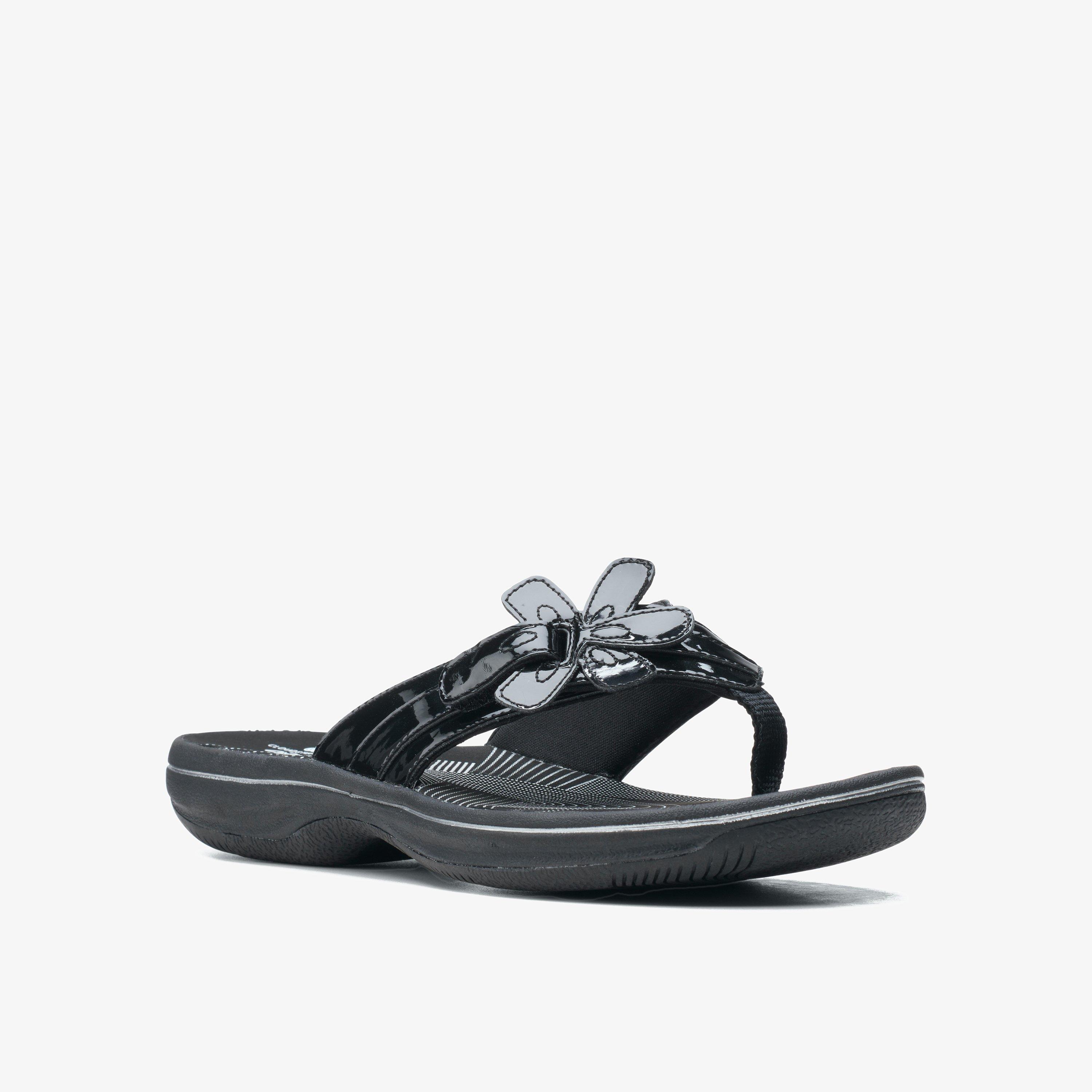 Clarks black patent sandals hotsell