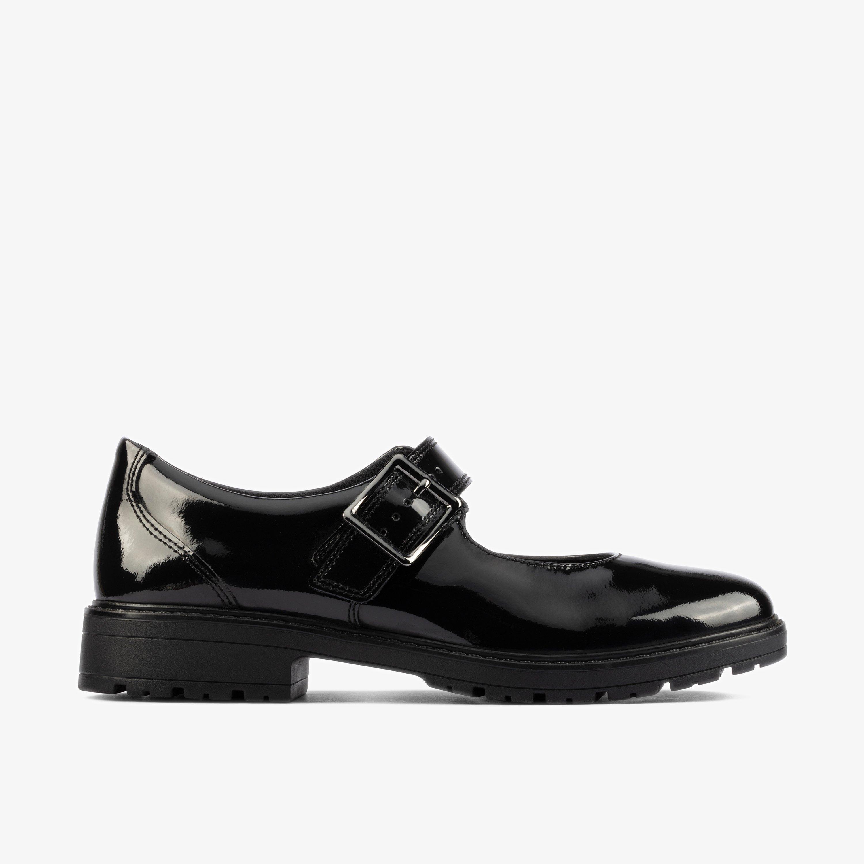 GIRLS Loxham Walk Youth Black Patent Bar Shoes | Clarks Outlet