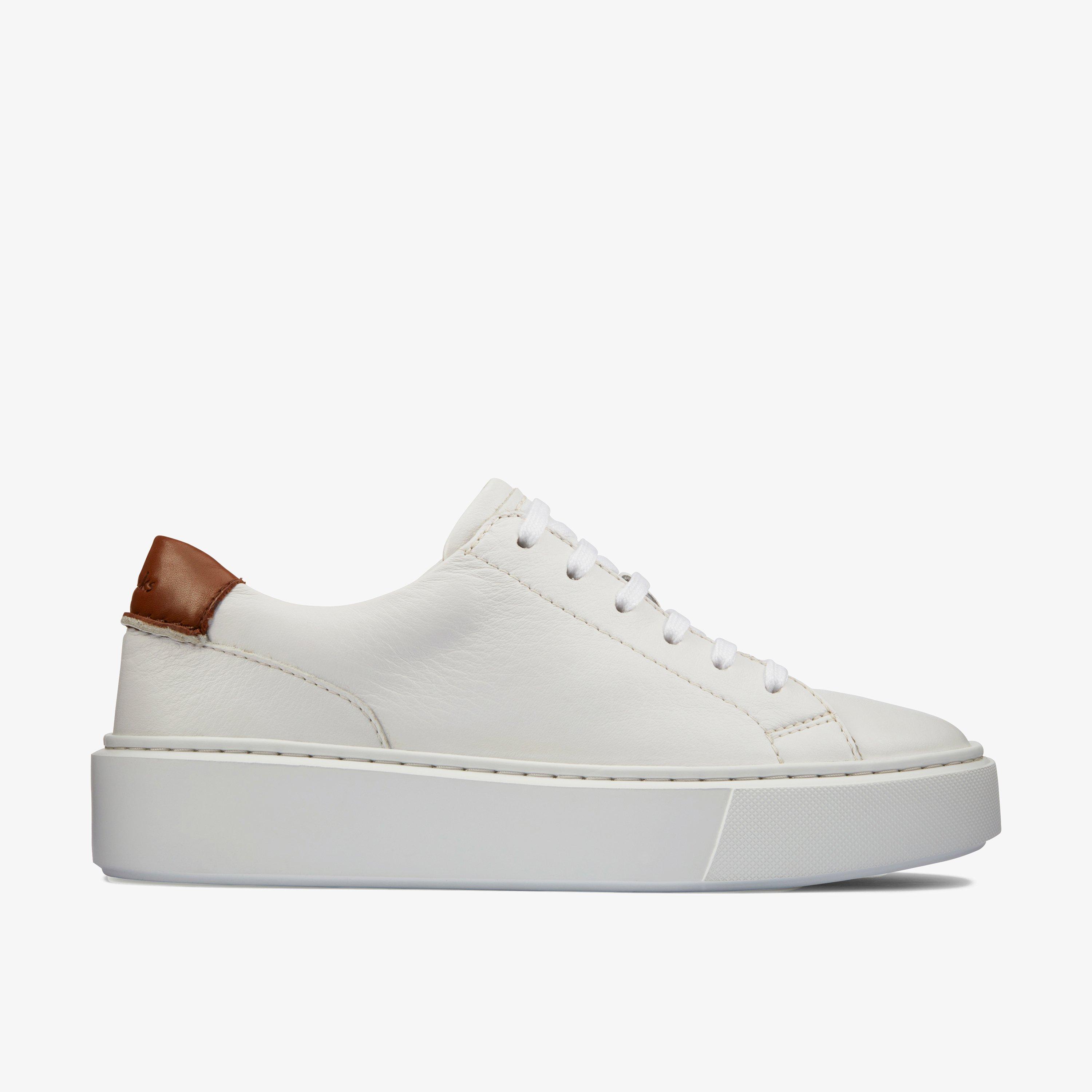 Clarks white deals leather sneakers