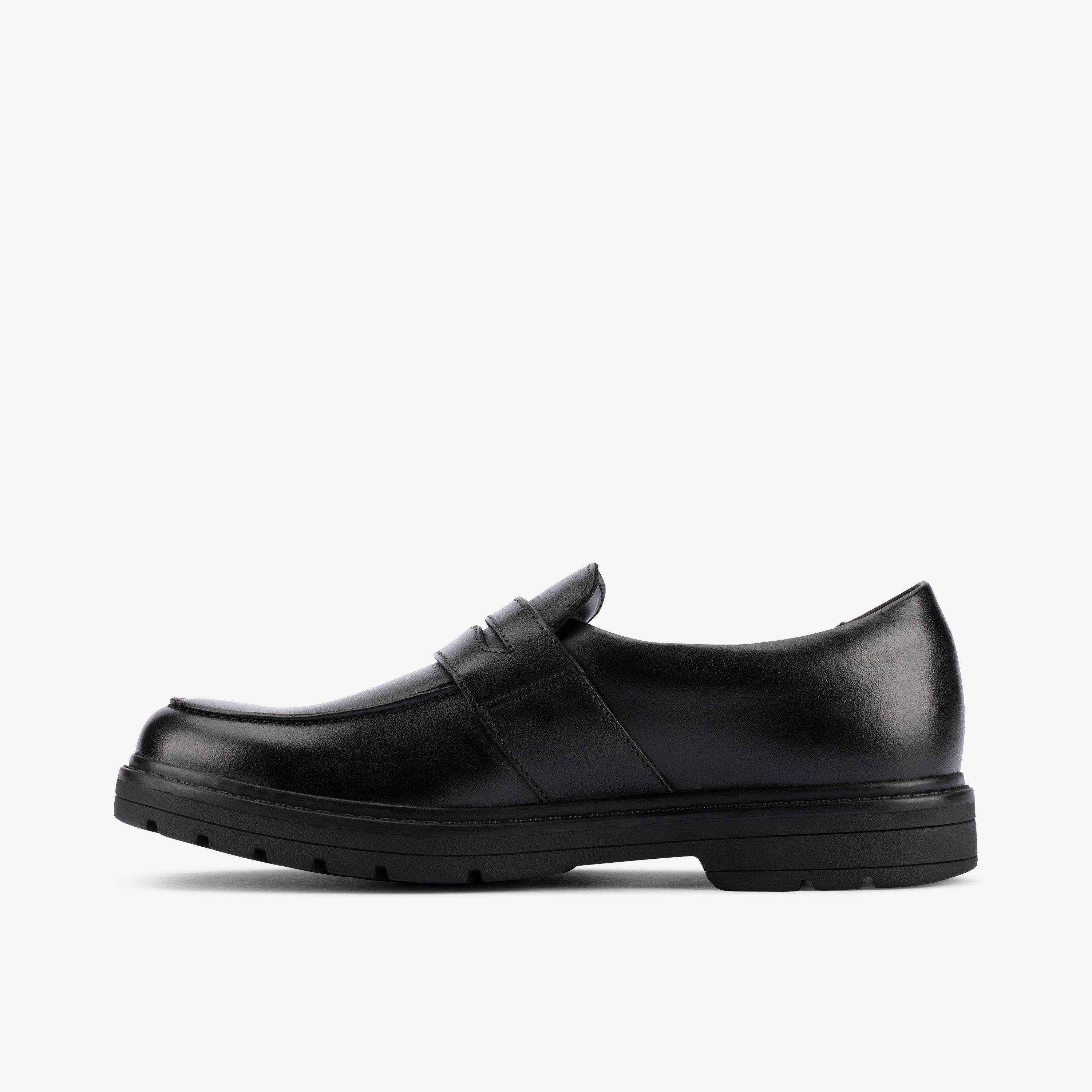 Loxham Craft Youth Black Leather Loafers Slip Ons School Shoes, view 2 of 6