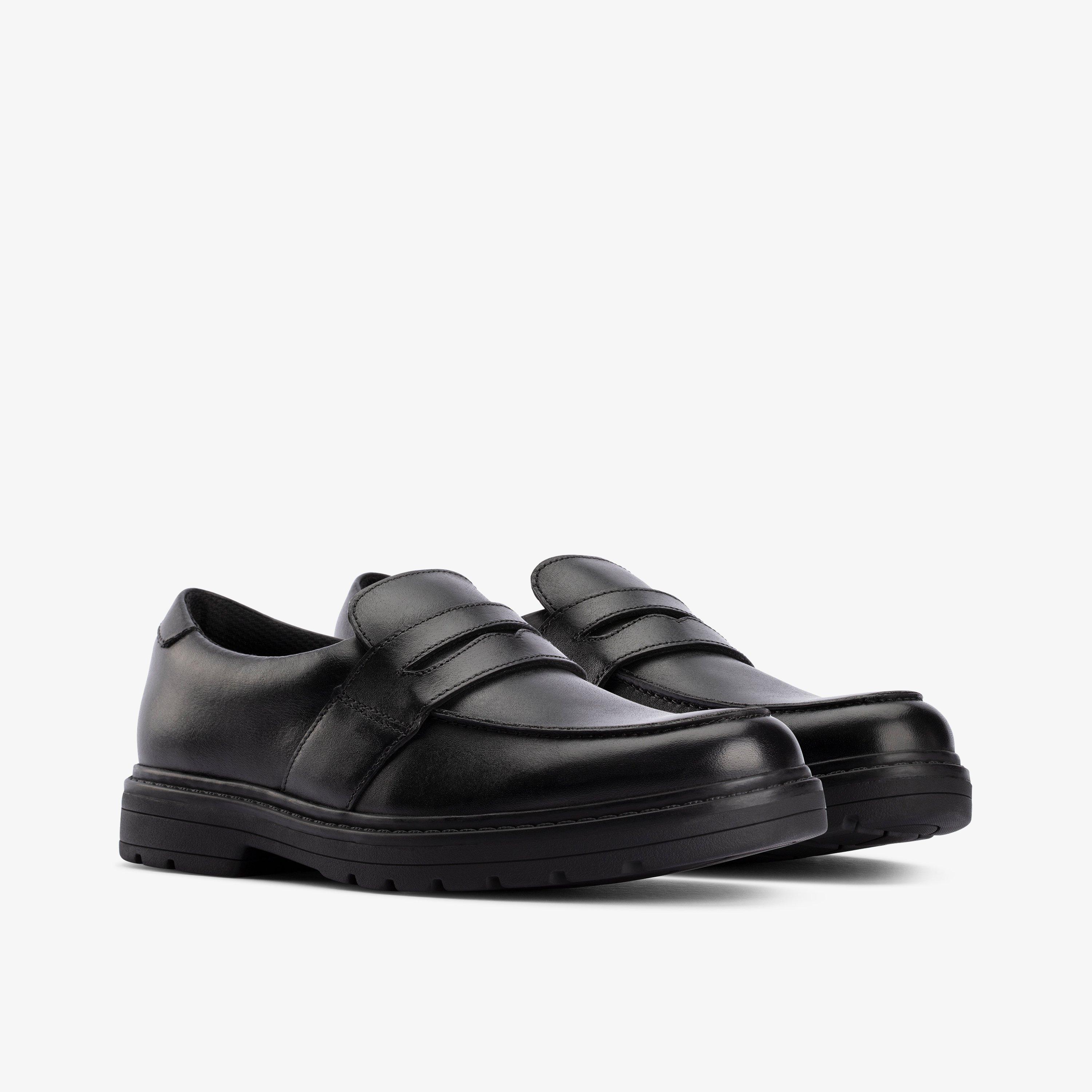 Loxham Craft Youth Black Leather Loafers Slip Ons School Shoes, view 4 of 6