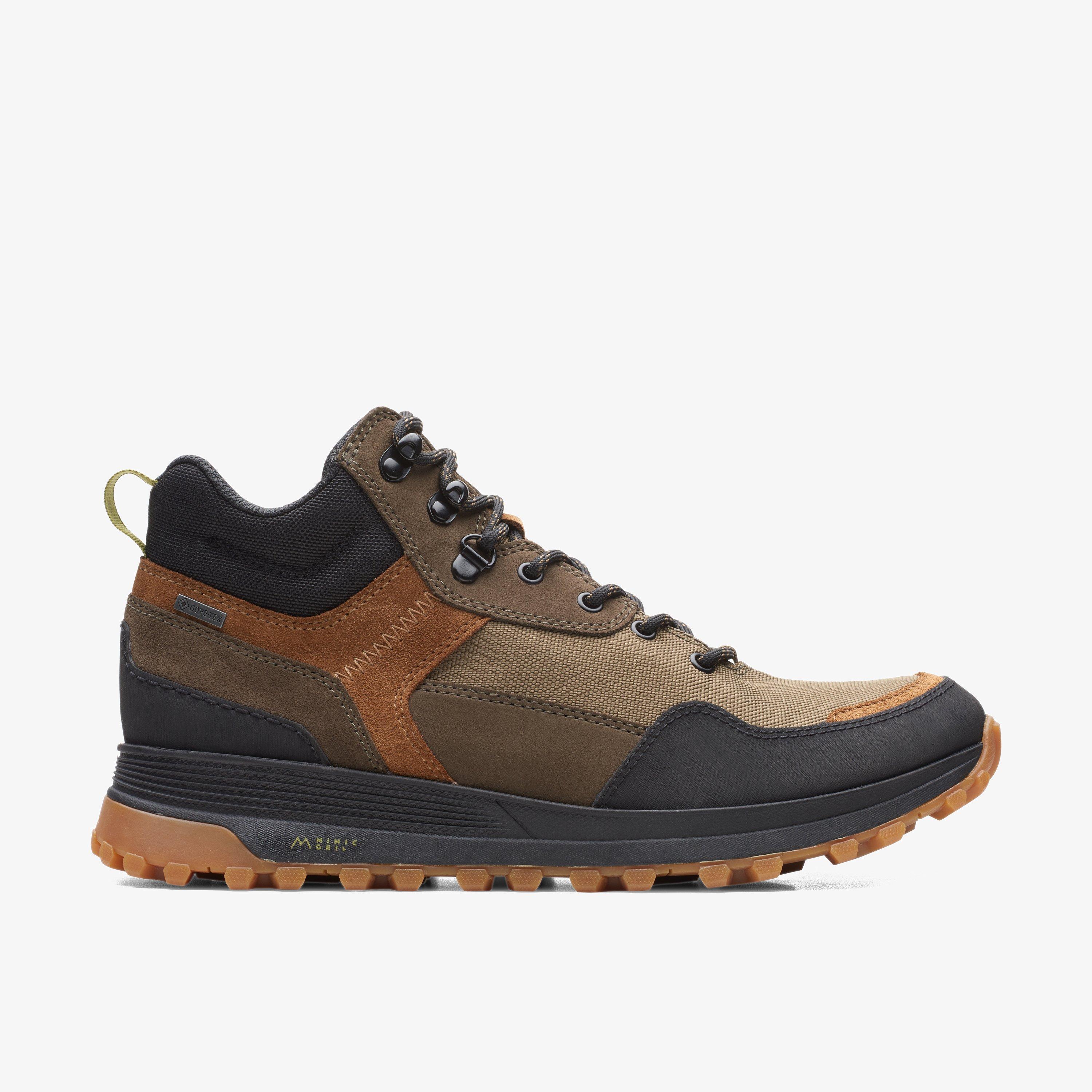 MENS ATL Trek Hi GORE-TEX Dark Olive Combination Ankle Boots | Clarks ...