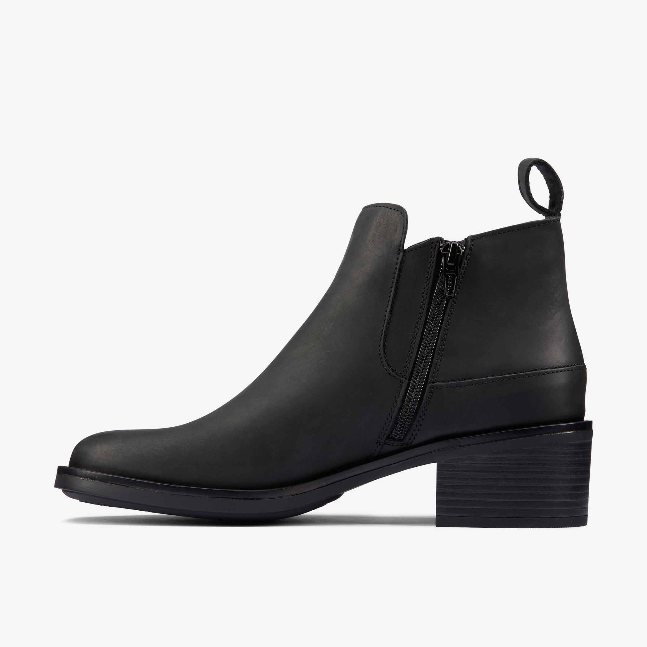 Memi Zip Black Leather Ankle Boots, view 2 of 6