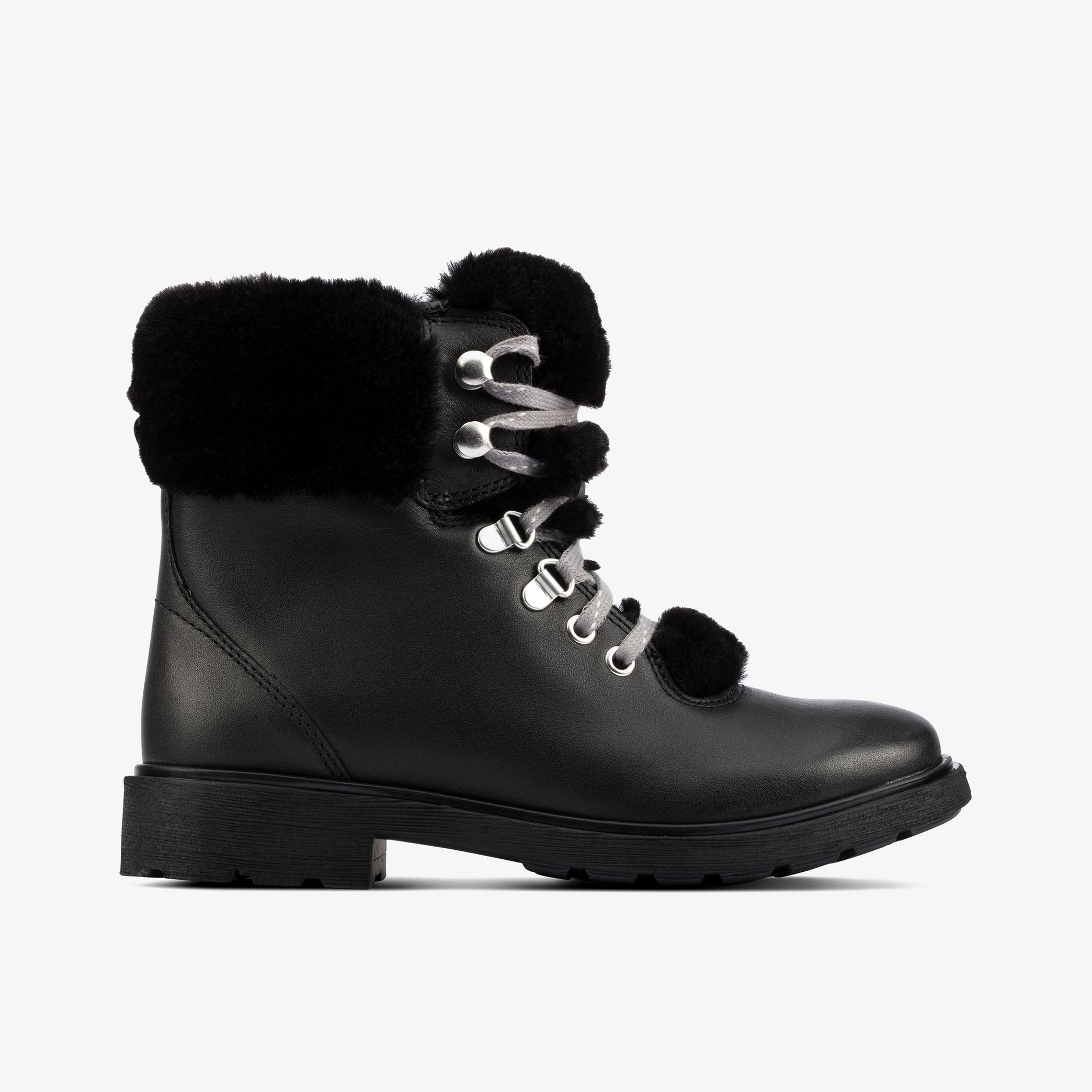 Astrol Hiker Kid Black Leather Ankle Boots, view 1 of 6