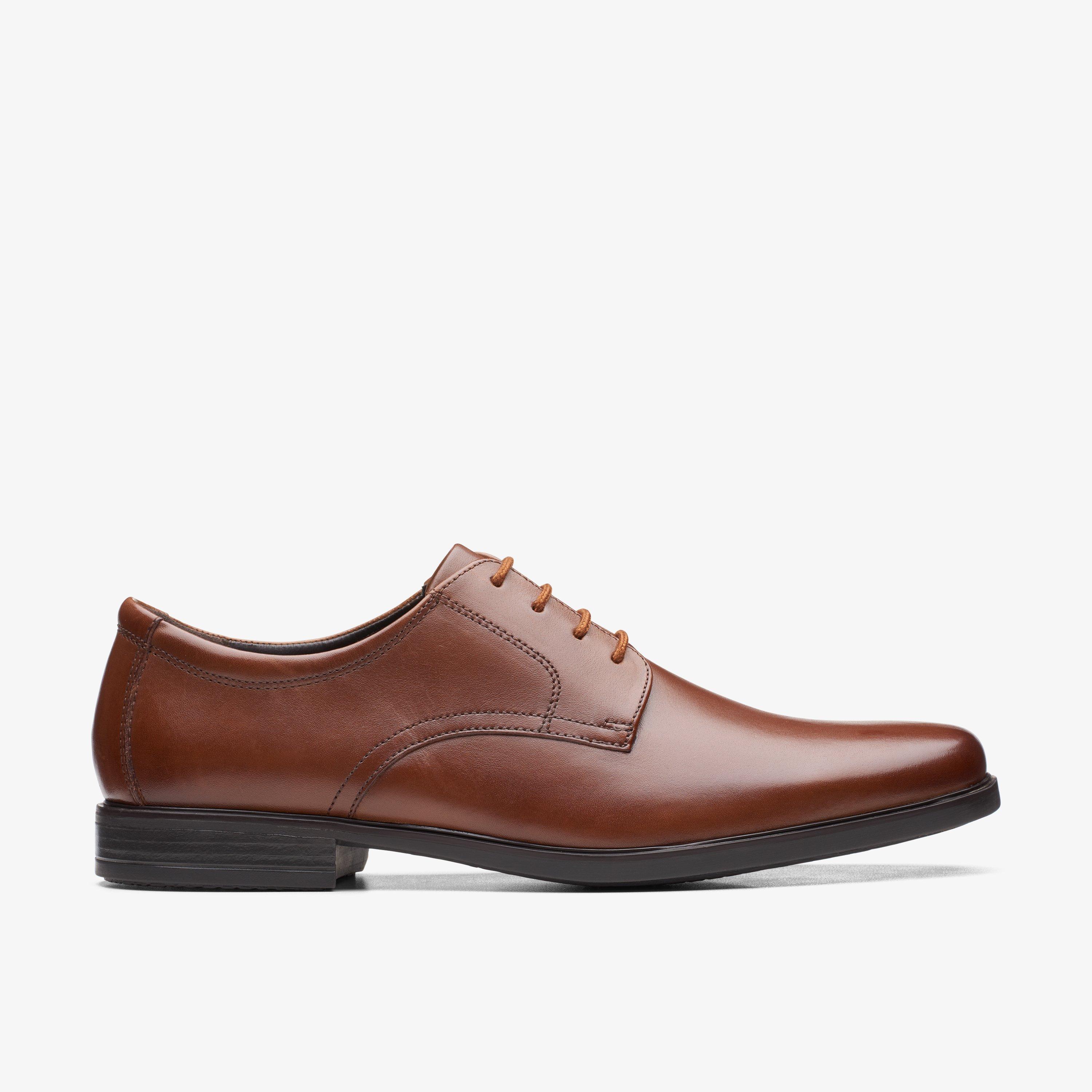 Mens Howard Walk Dark Tan Leather Derby Shoes | Clarks UK