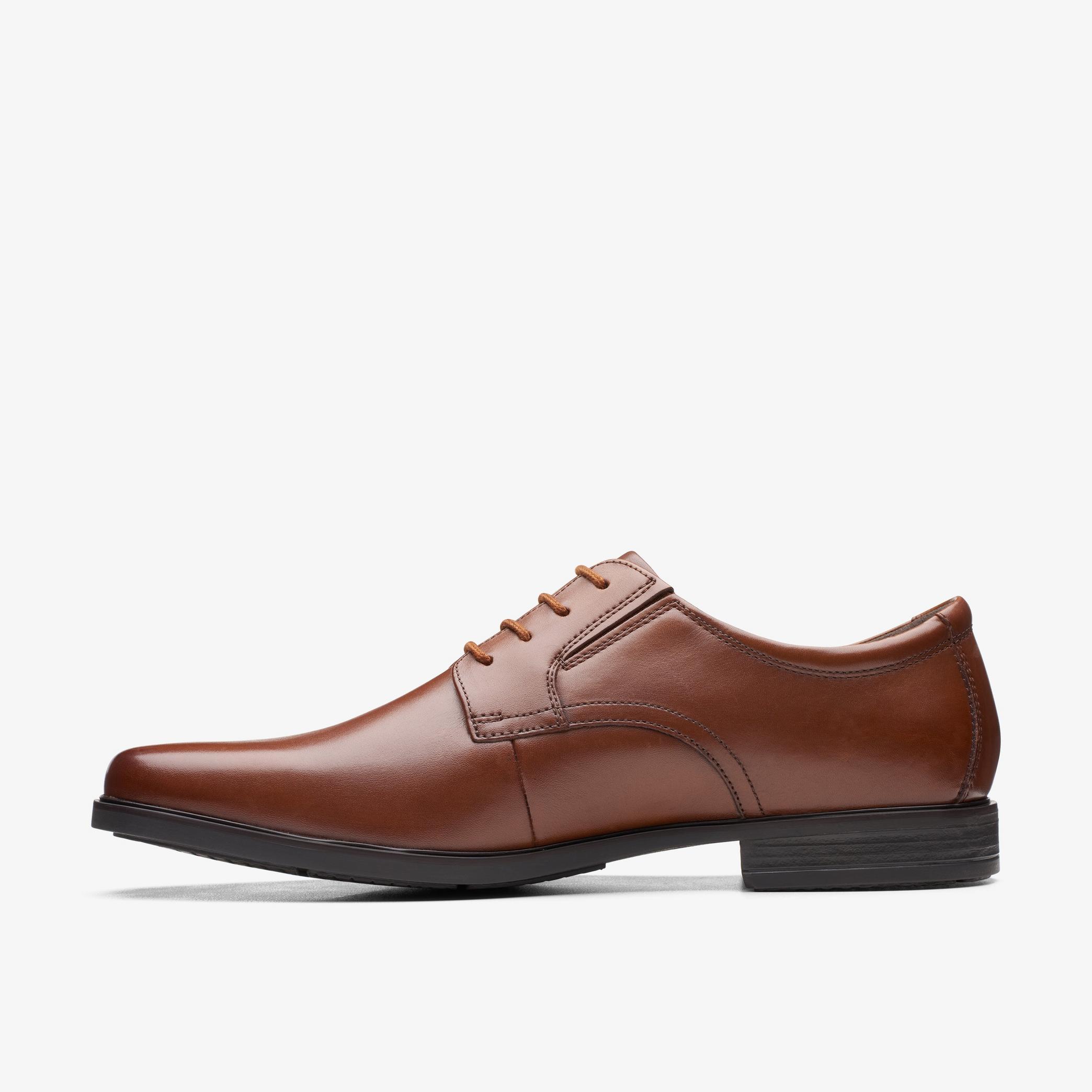 Mens Howard Walk Dark Tan Leather Derby Shoes | Clarks UK
