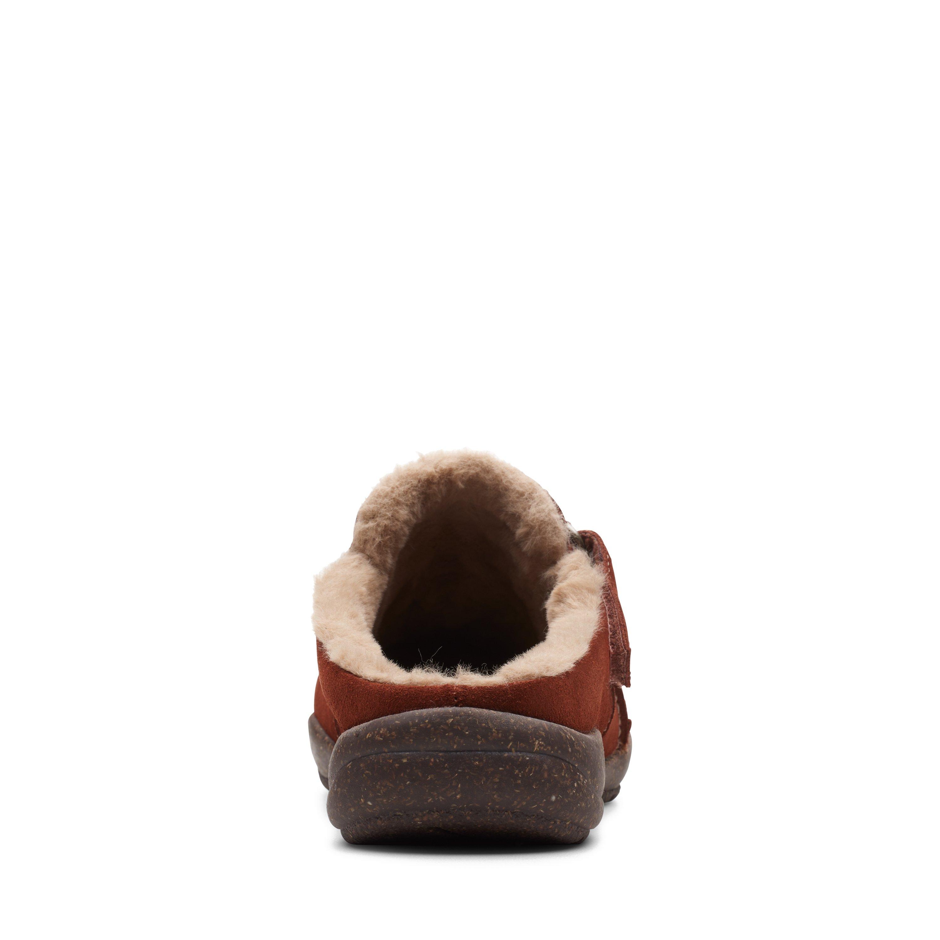 Clarks suede men's faux online fur lined clog slippers