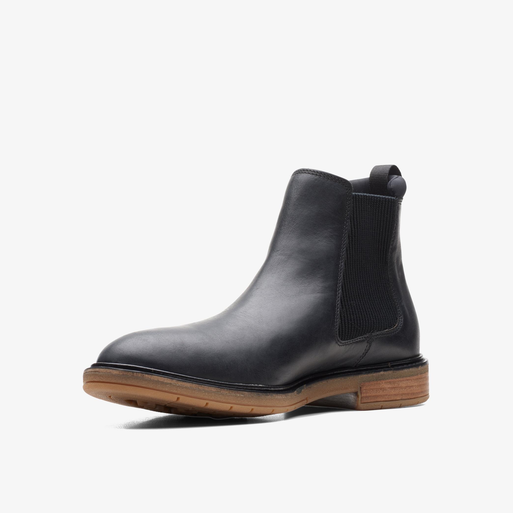 Mens Clarkdale Hall Black Leather Boots | Clarks Outlet