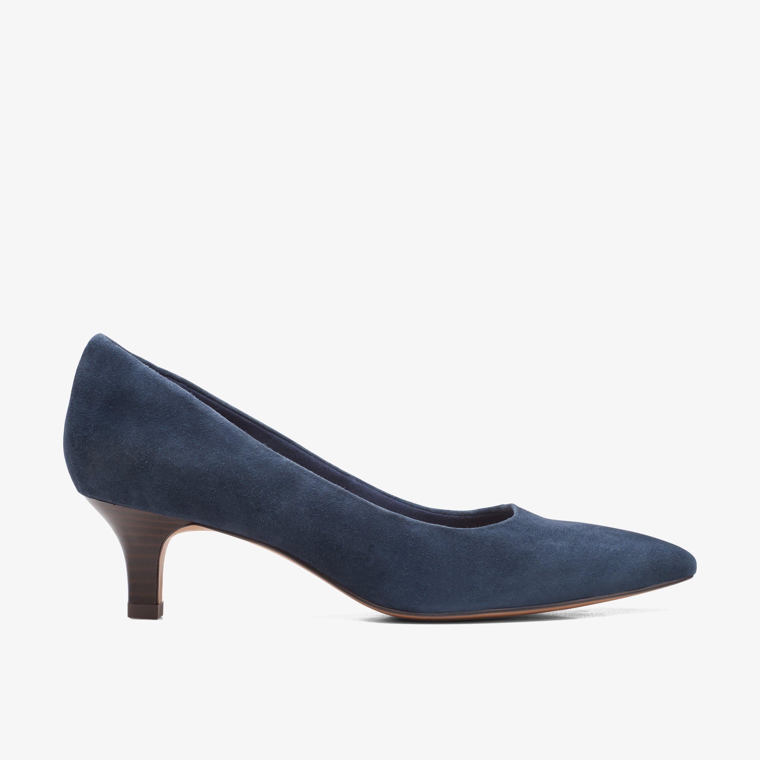 Clarks navy shop suede court shoes