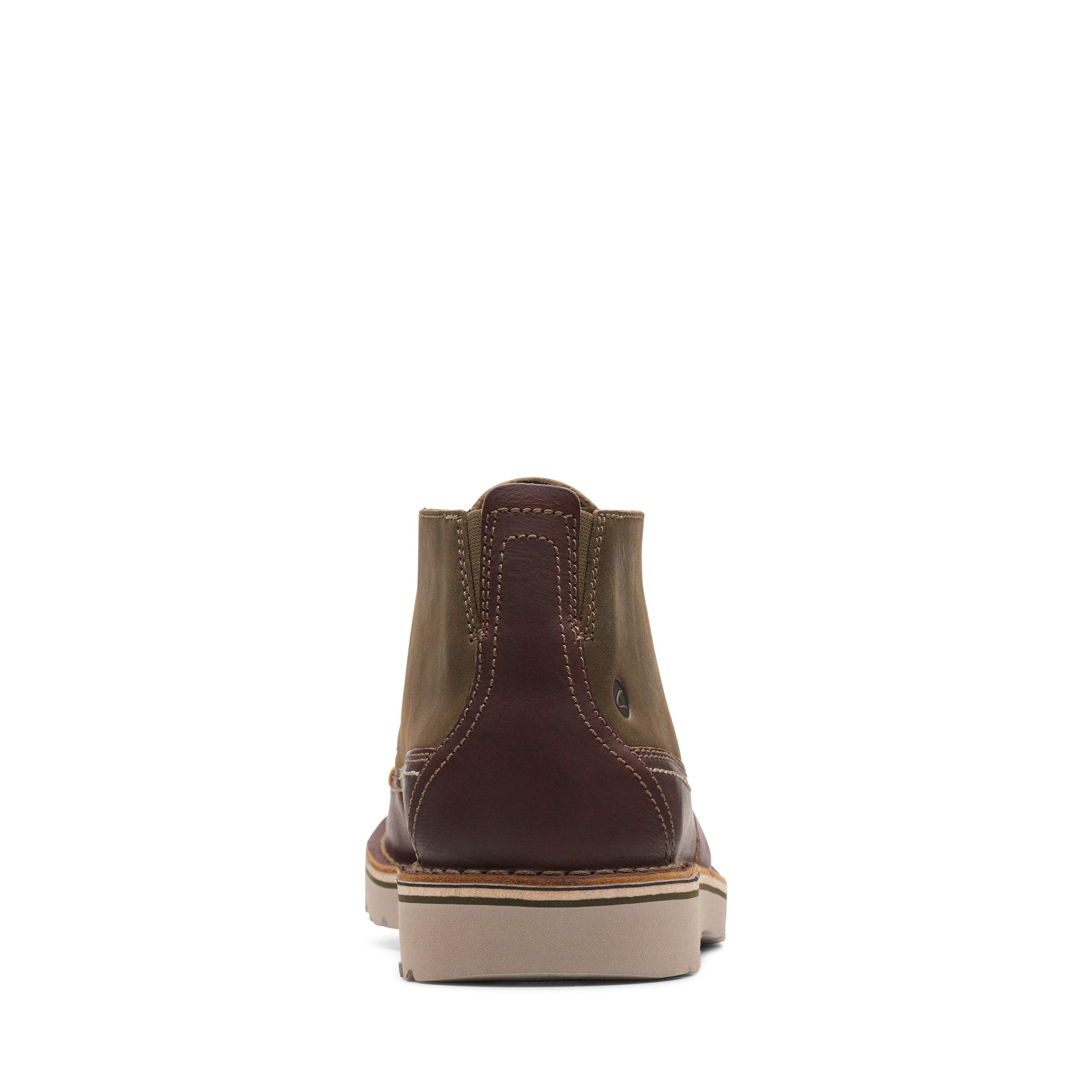 Clarks Mens Eastford Mid Green Leather Casual  Boots Shoes