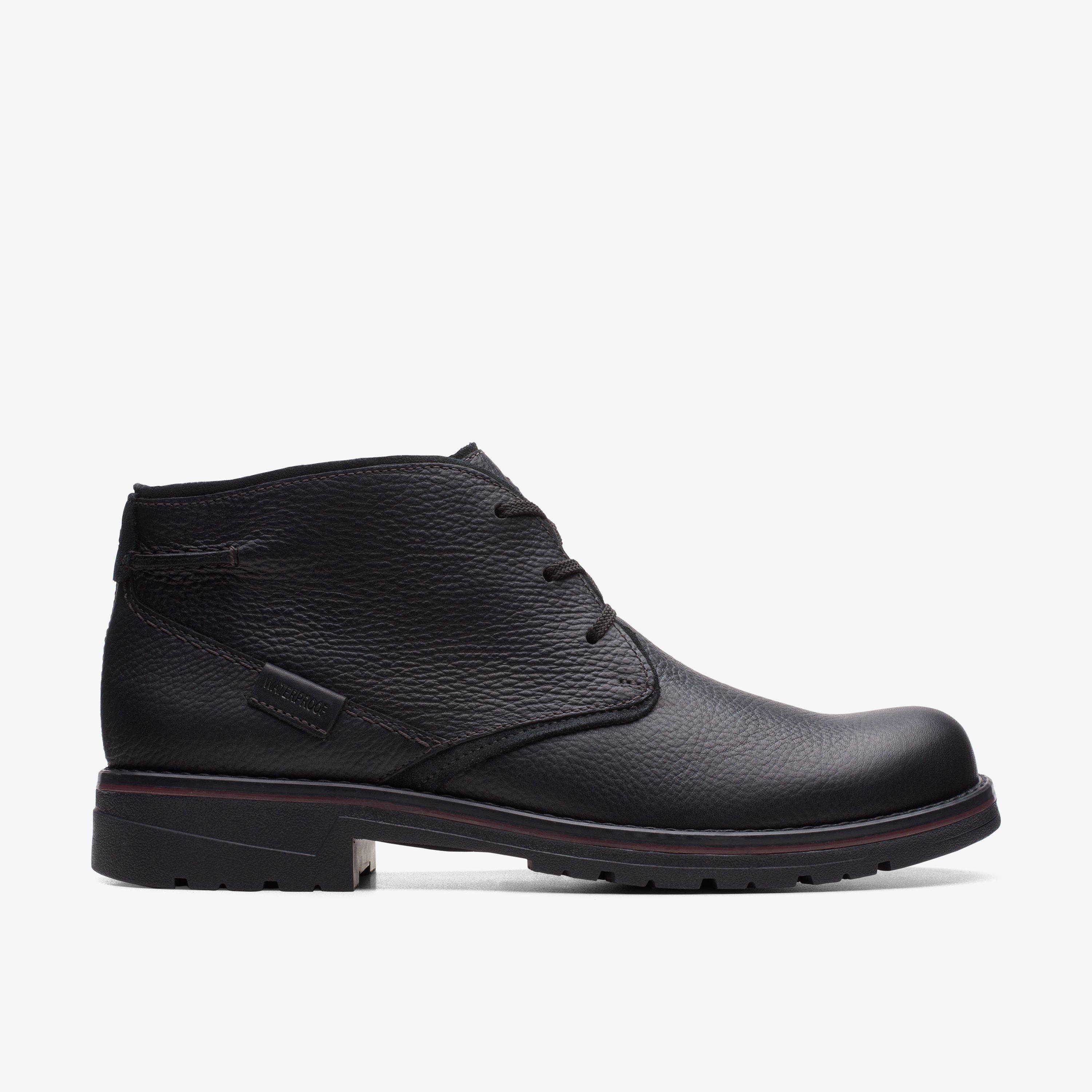 Men Morris Peak Black Tumbled Boots | Clarks US