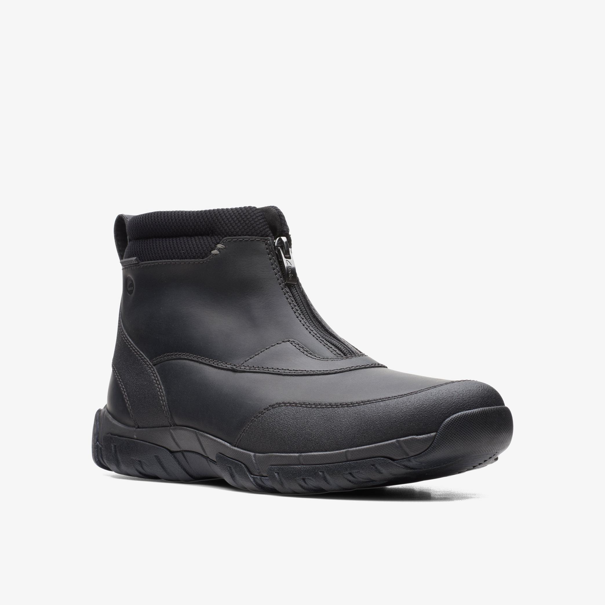 Grove Zip II Black Leather Ankle Boots, view 3 of 6