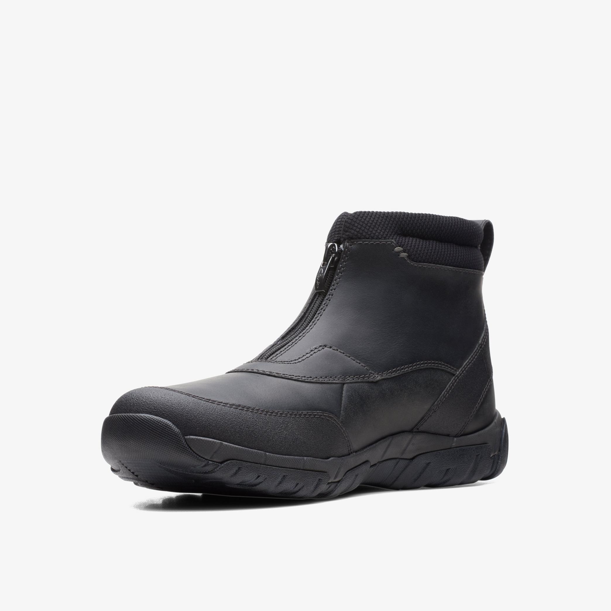 Grove Zip II Black Leather Ankle Boots, view 4 of 6