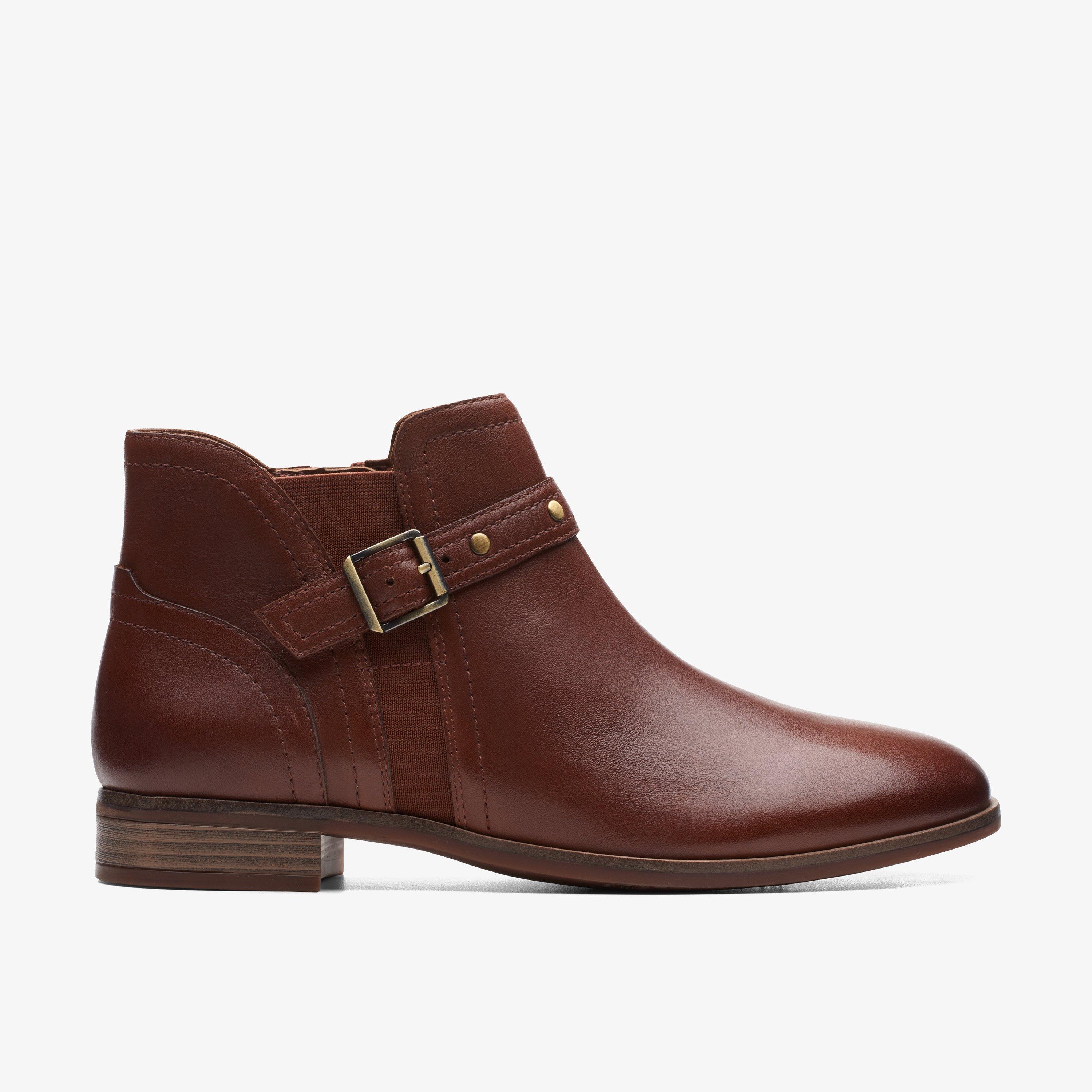 Trish Strap Dark Tan Leather Ankle Boots, view 1 of 6