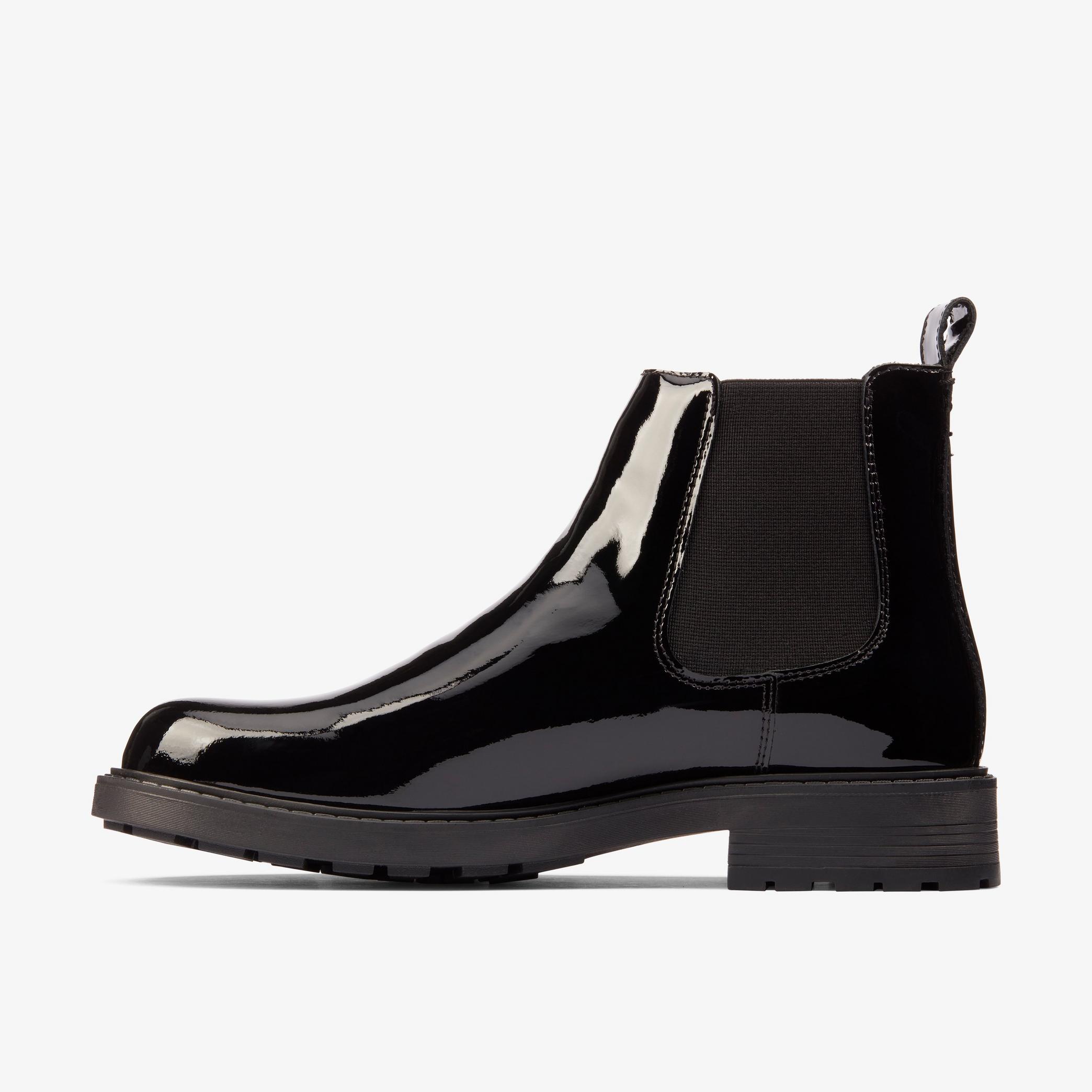 Womens Orinoco 2 Lane Black Patent Ankle Boots | Clarks UK