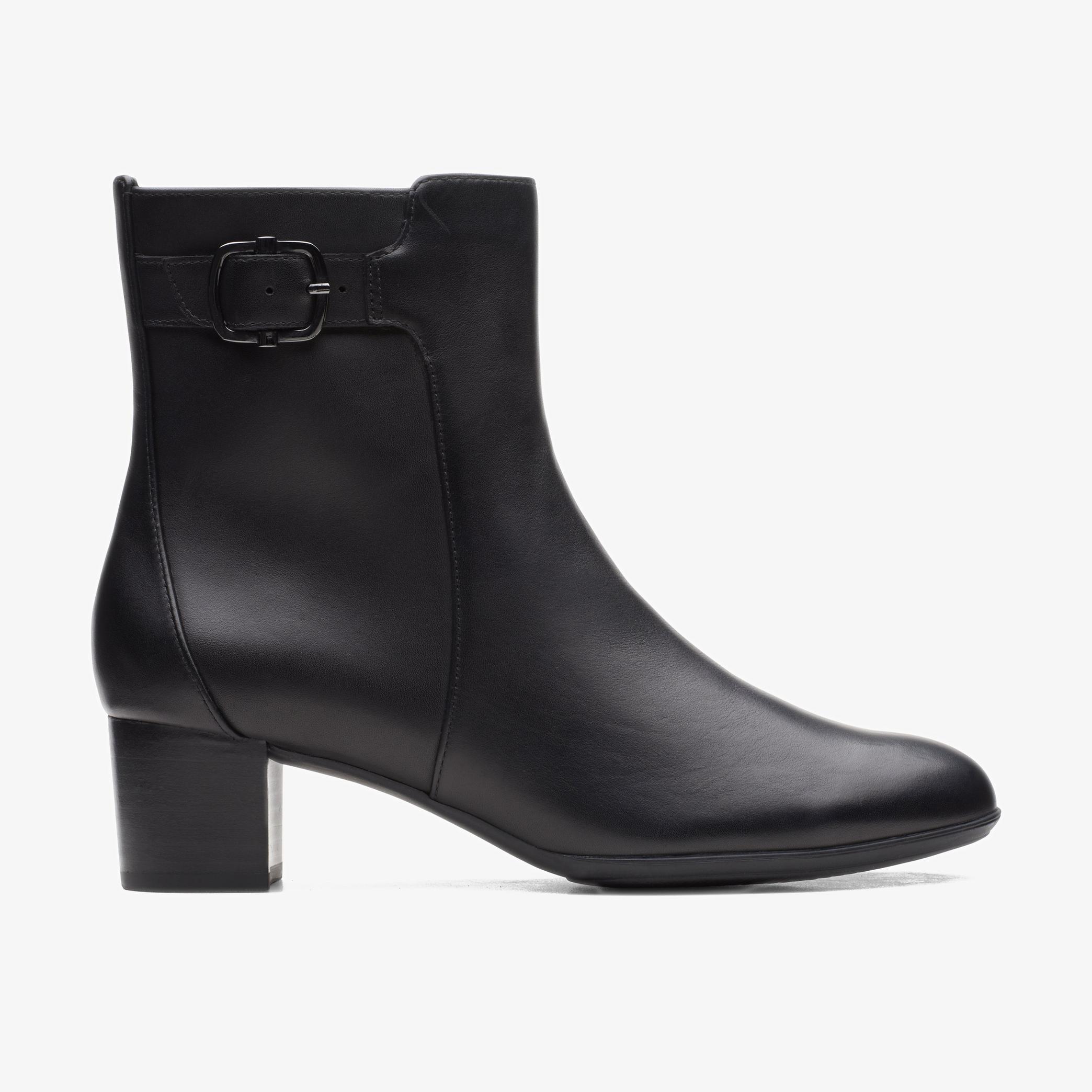 Linnae Up Black Leather Ankle Boots, view 1 of 6