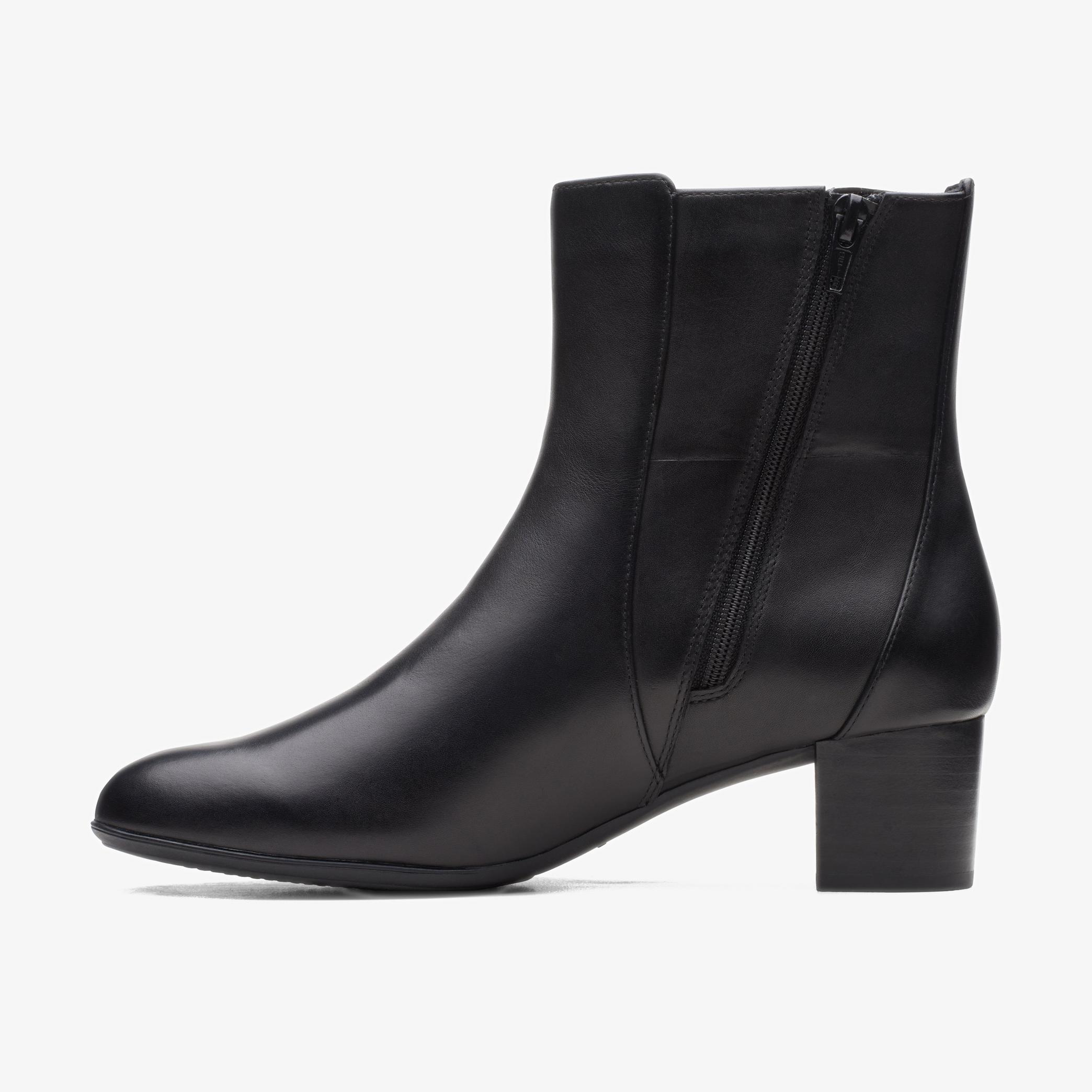 Linnae Up Black Leather Ankle Boots, view 2 of 6