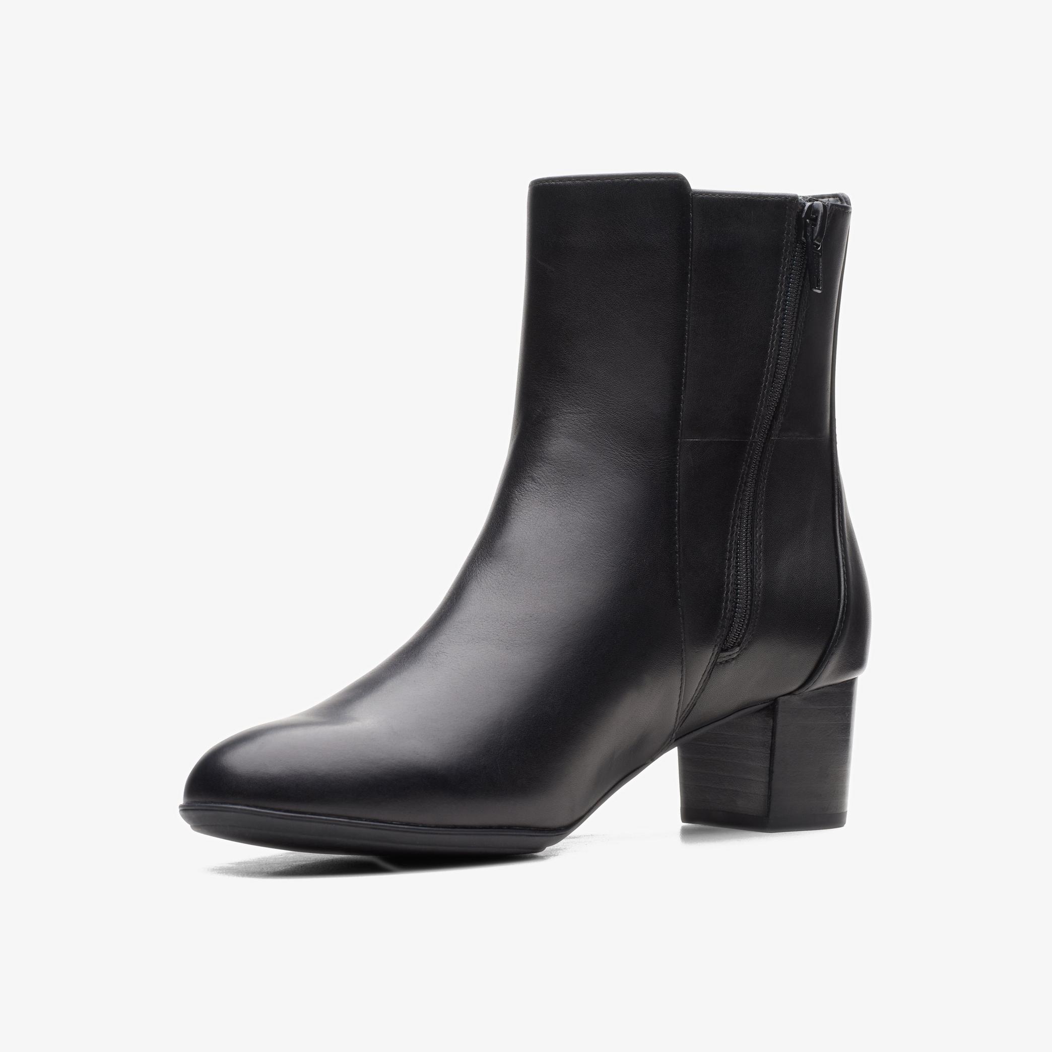 Linnae Up Black Leather Ankle Boots, view 4 of 6