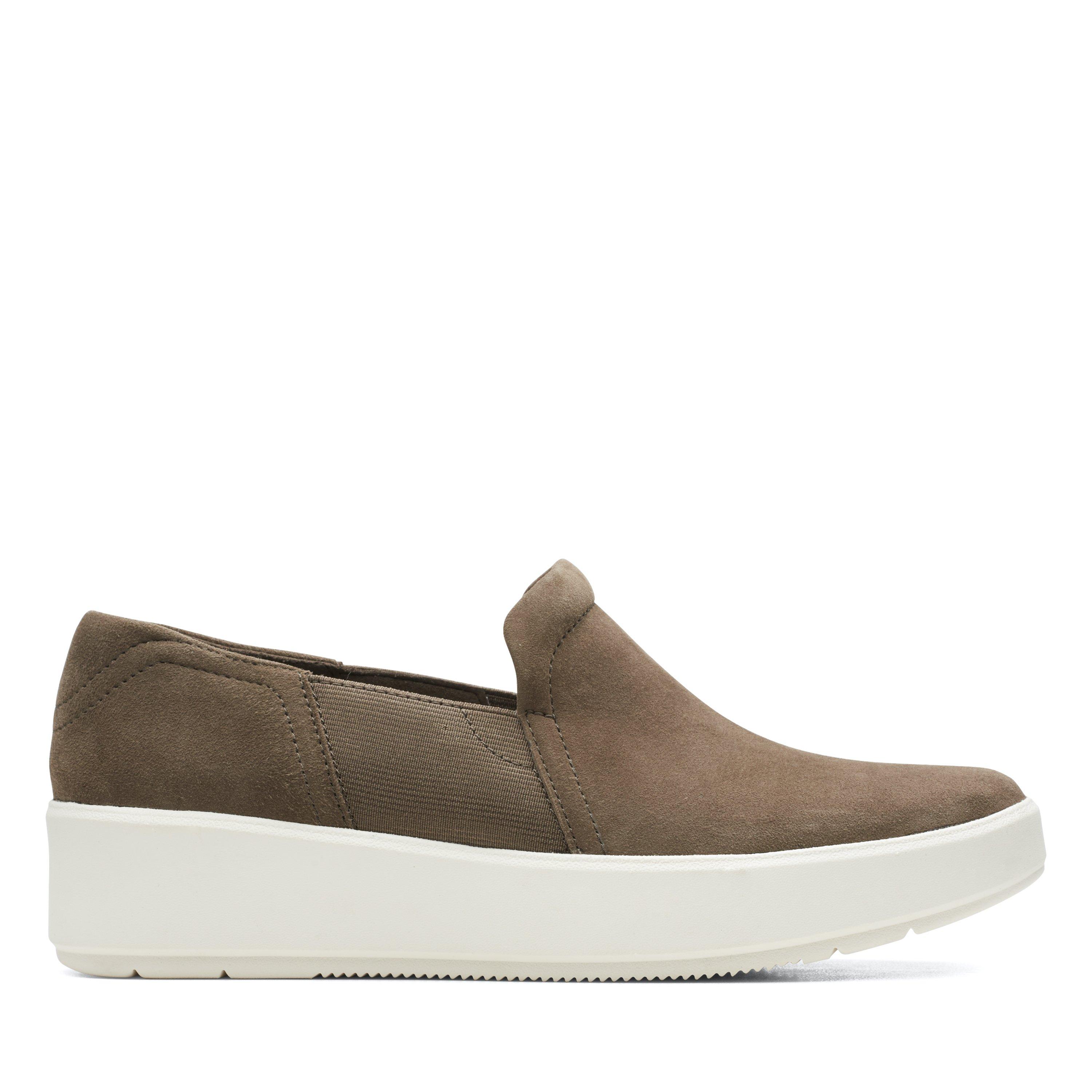 Clarks Womens Layton Band Green Leather Active Sneakers Shoes