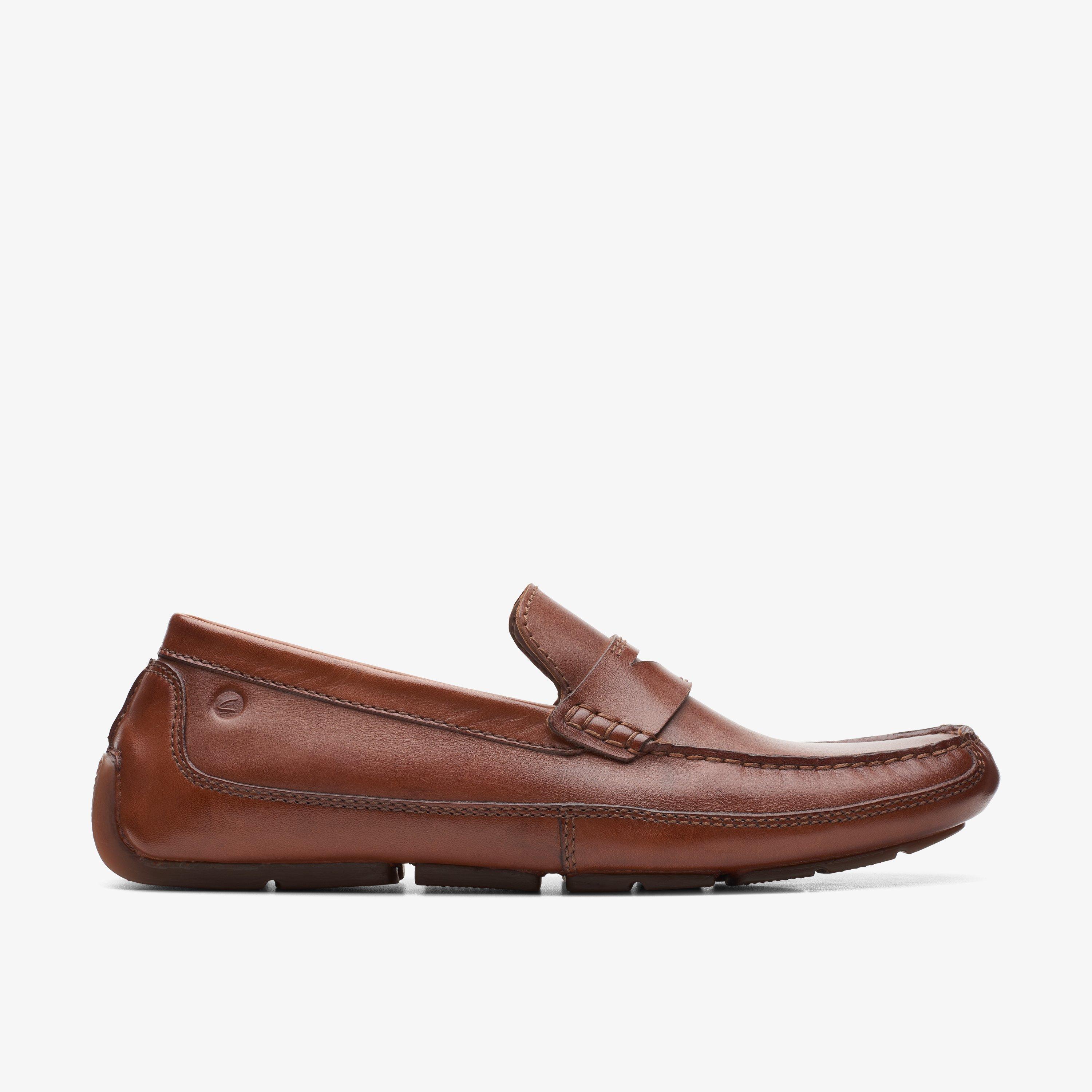 Men s Clarks Markman Way Loafers Dark Tan Lea Leather