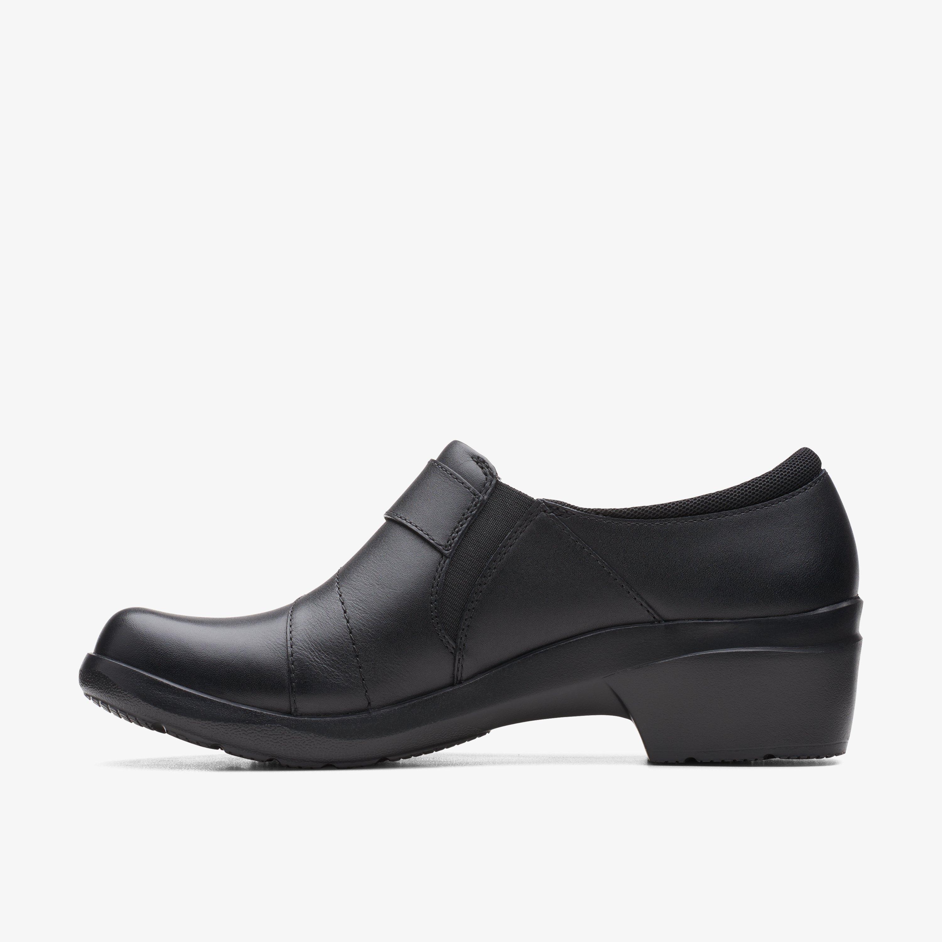 Angie Pearl Black Leather Slip Ons, view 2 of 6
