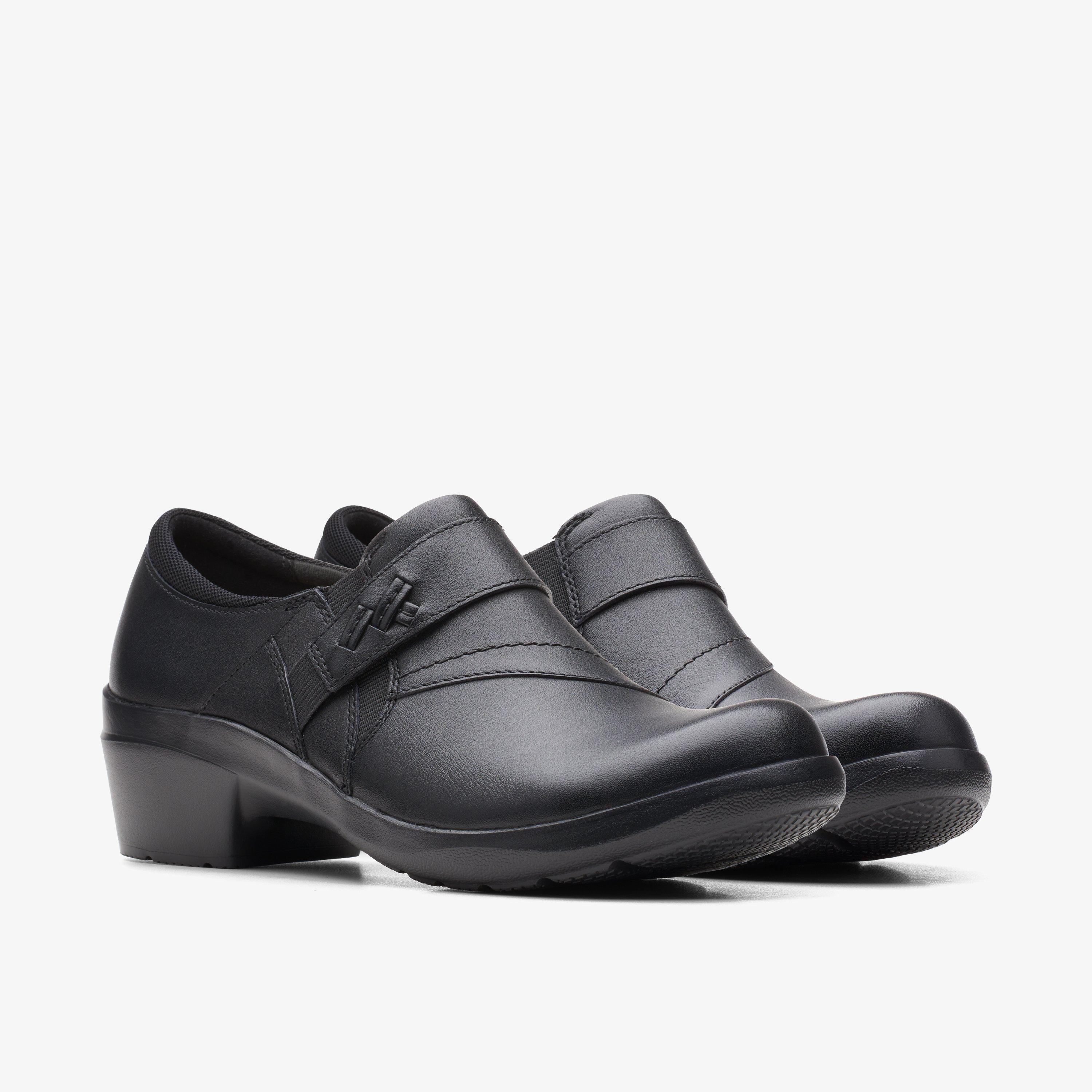 Angie Pearl Black Leather Slip Ons, view 4 of 6