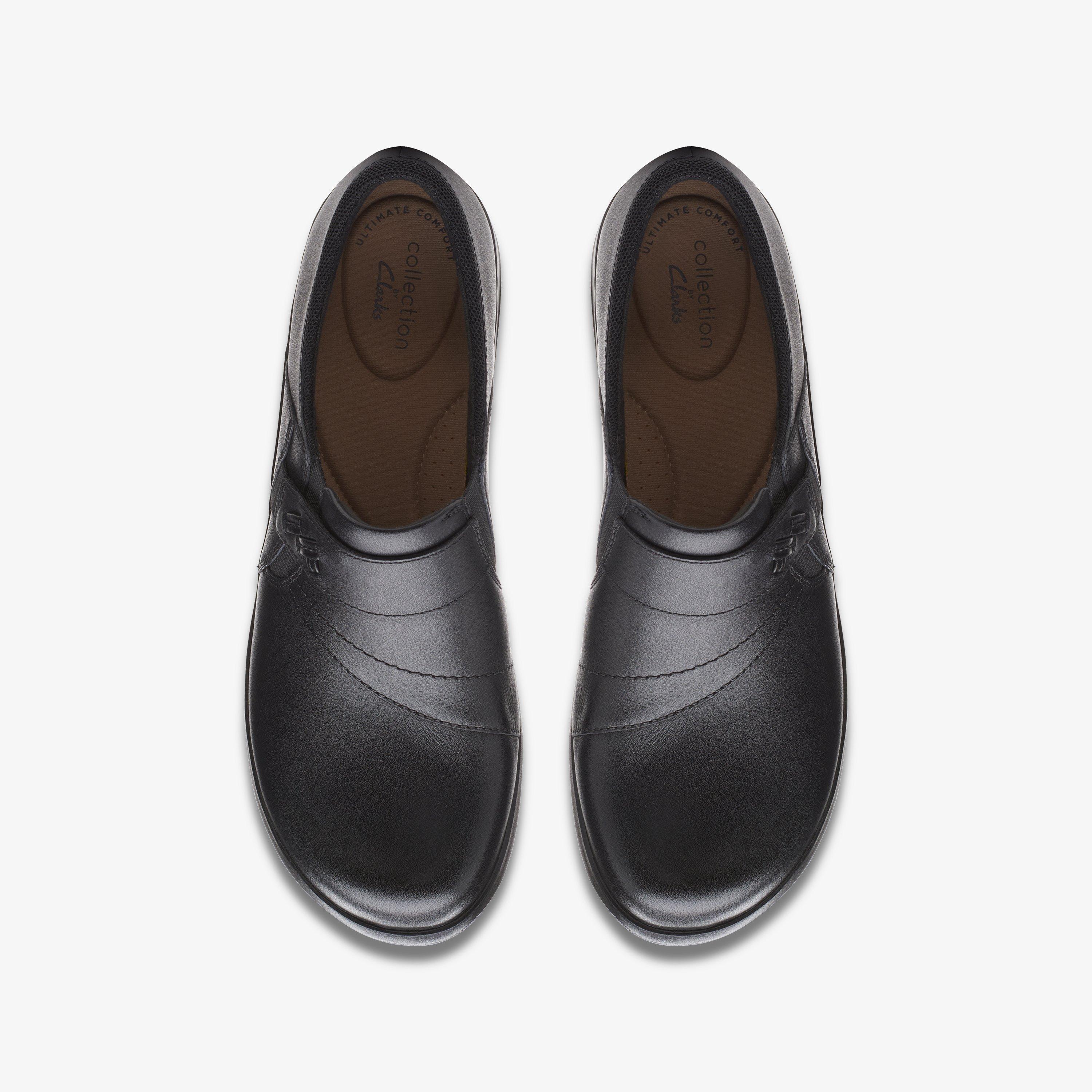 Angie Pearl Black Leather Slip Ons, view 6 of 6