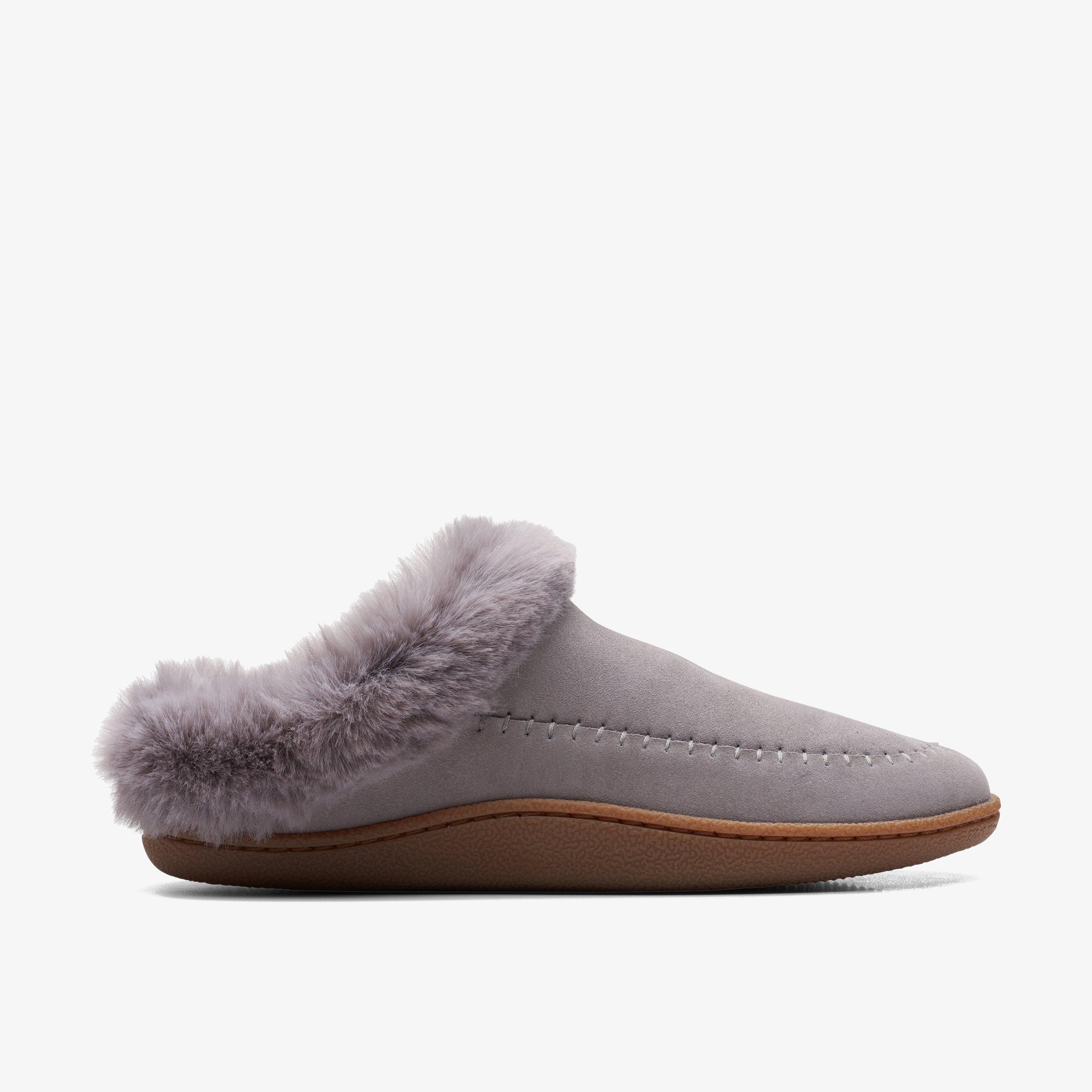 WOMENS Pilton Home Grey Suede Slippers Clarks Outlet