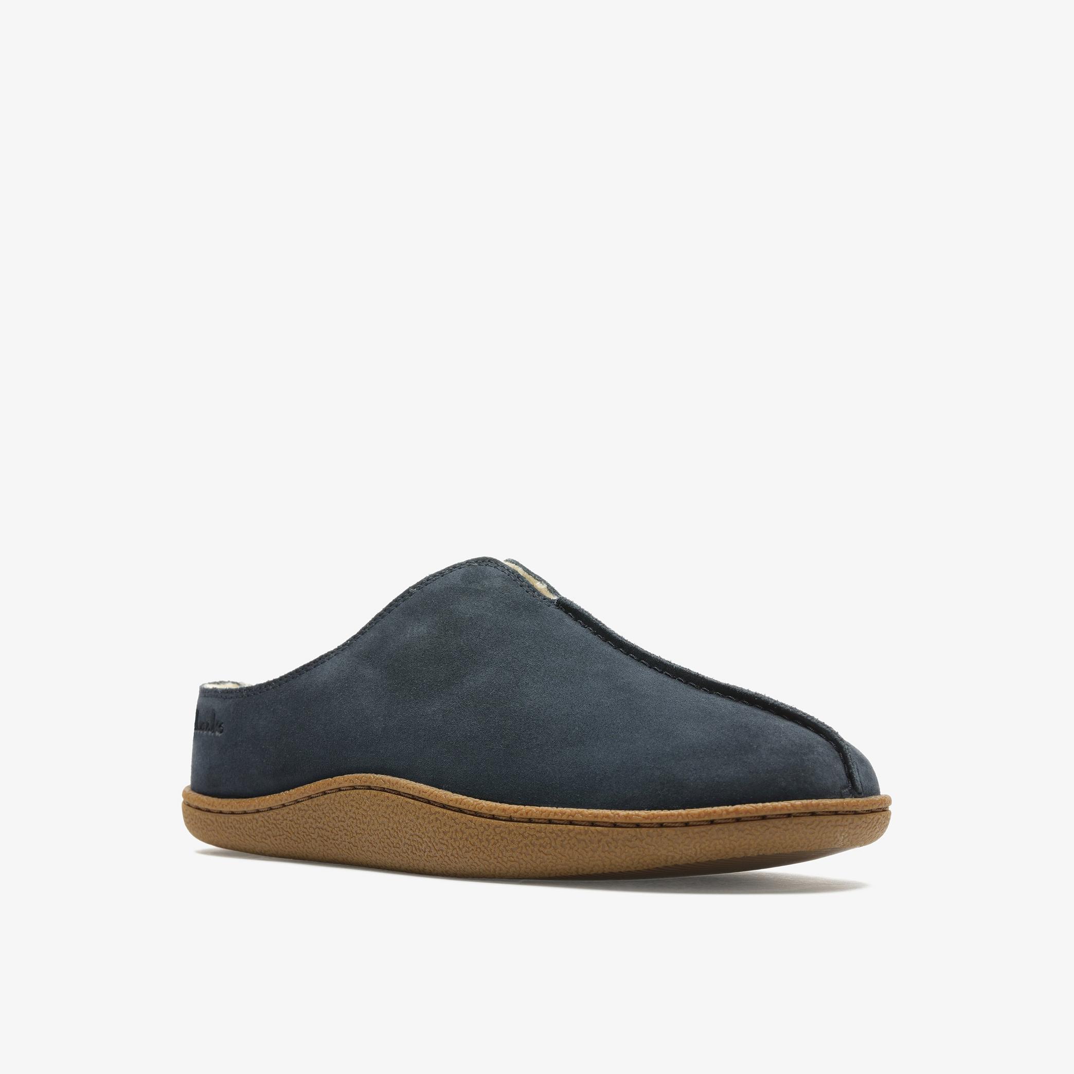 Home Mule Navy Suede Slippers, view 3 of 6