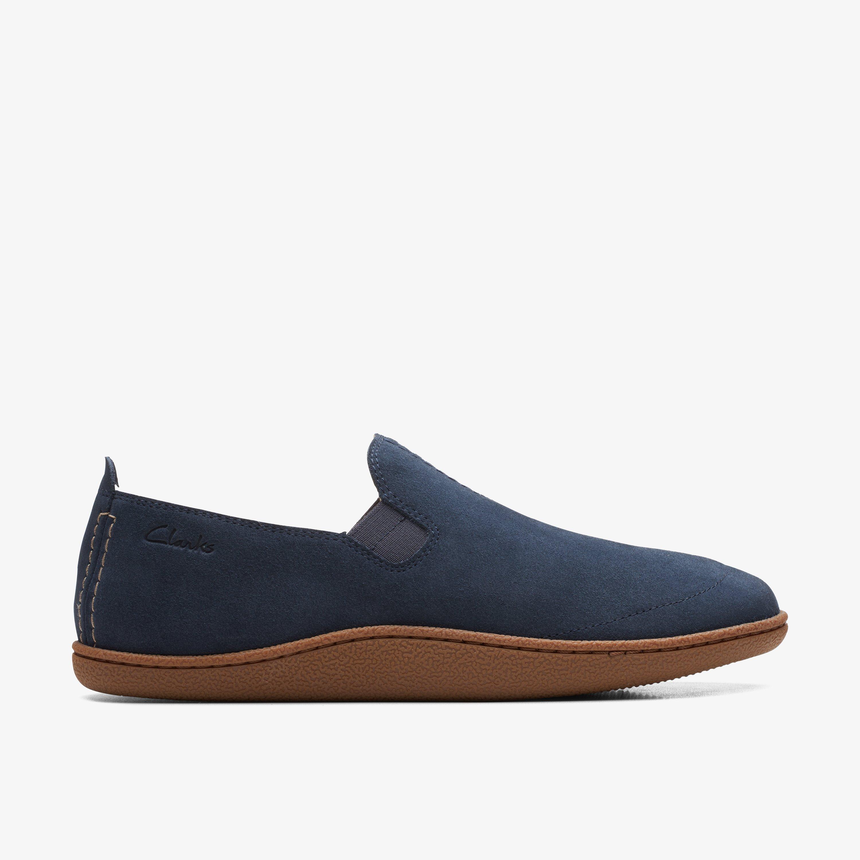 Mens Home Mocc Navy Suede Slippers | Clarks IE