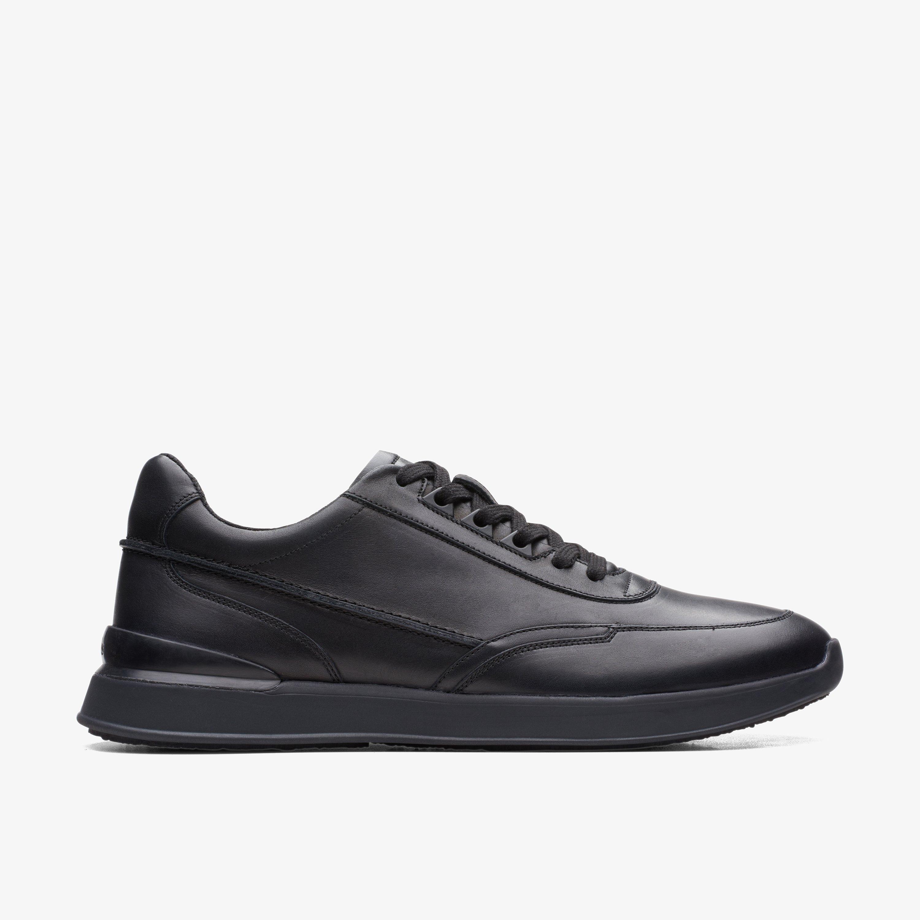 Mens RaceLite Lace Black Leather Shoes Clarks Outlet