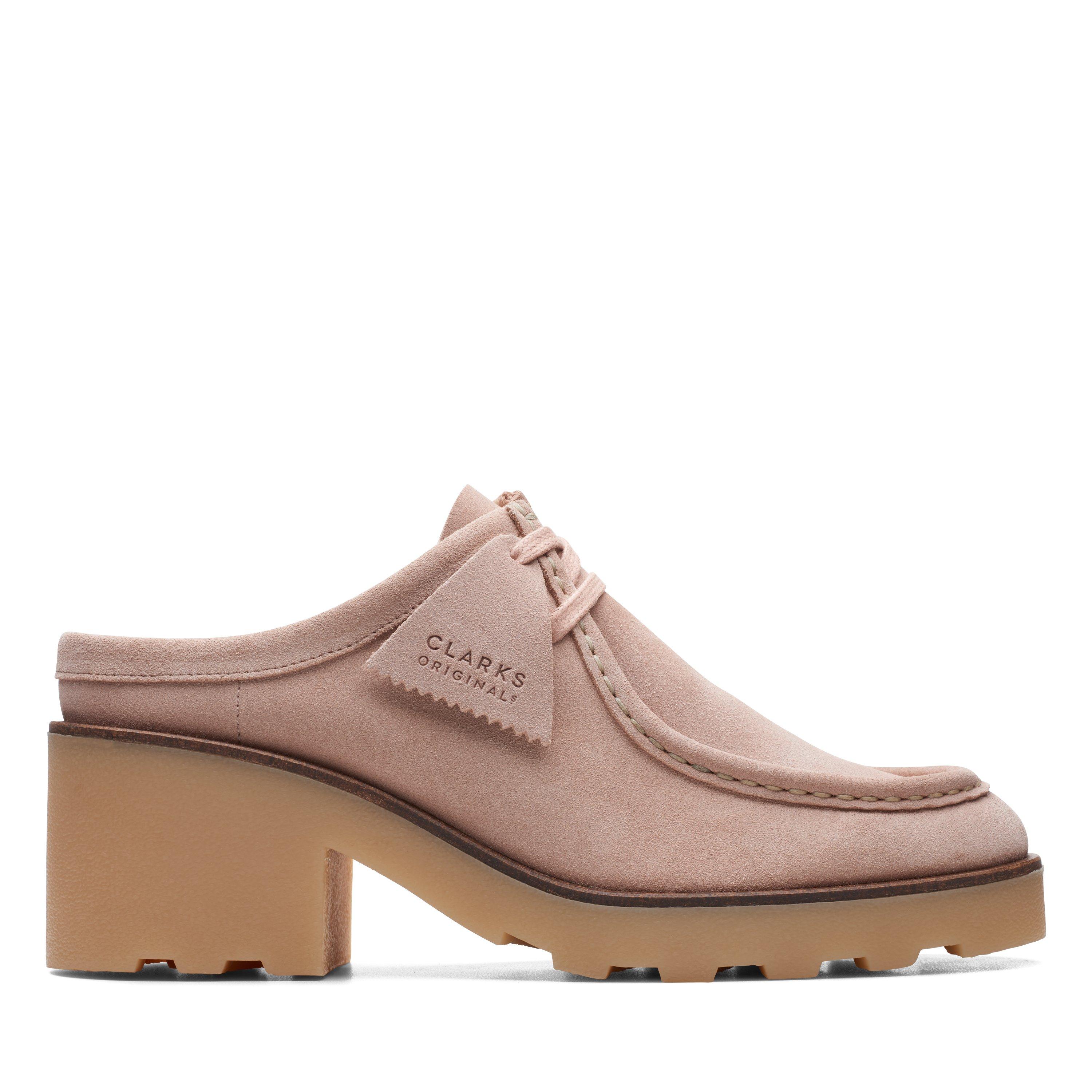 Clarks Originals Womens Wallablock Lo Pink Suede Casual Mule Clog