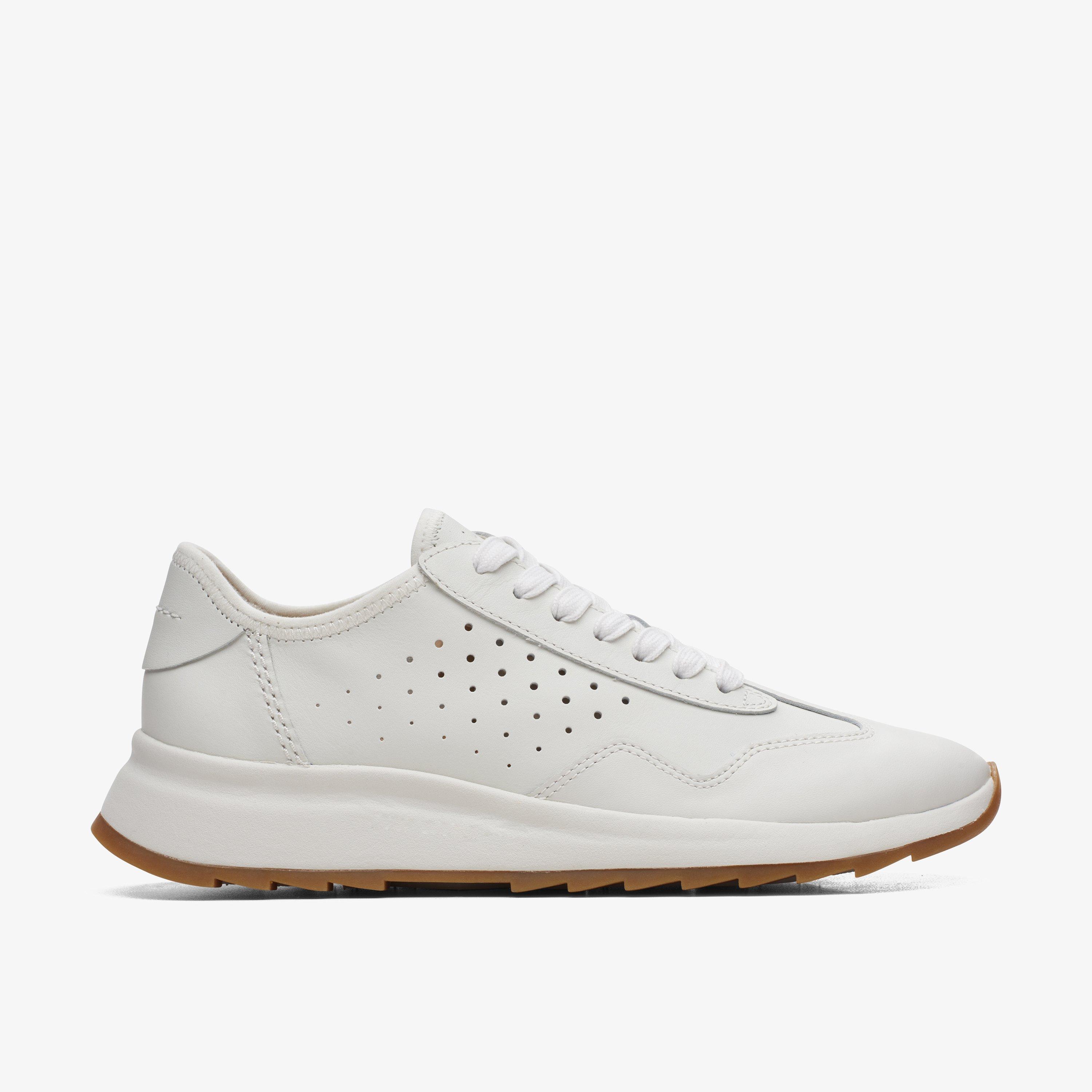 WOMENS DashLite Lace White Combination Leather Trainers | Clarks Outlet