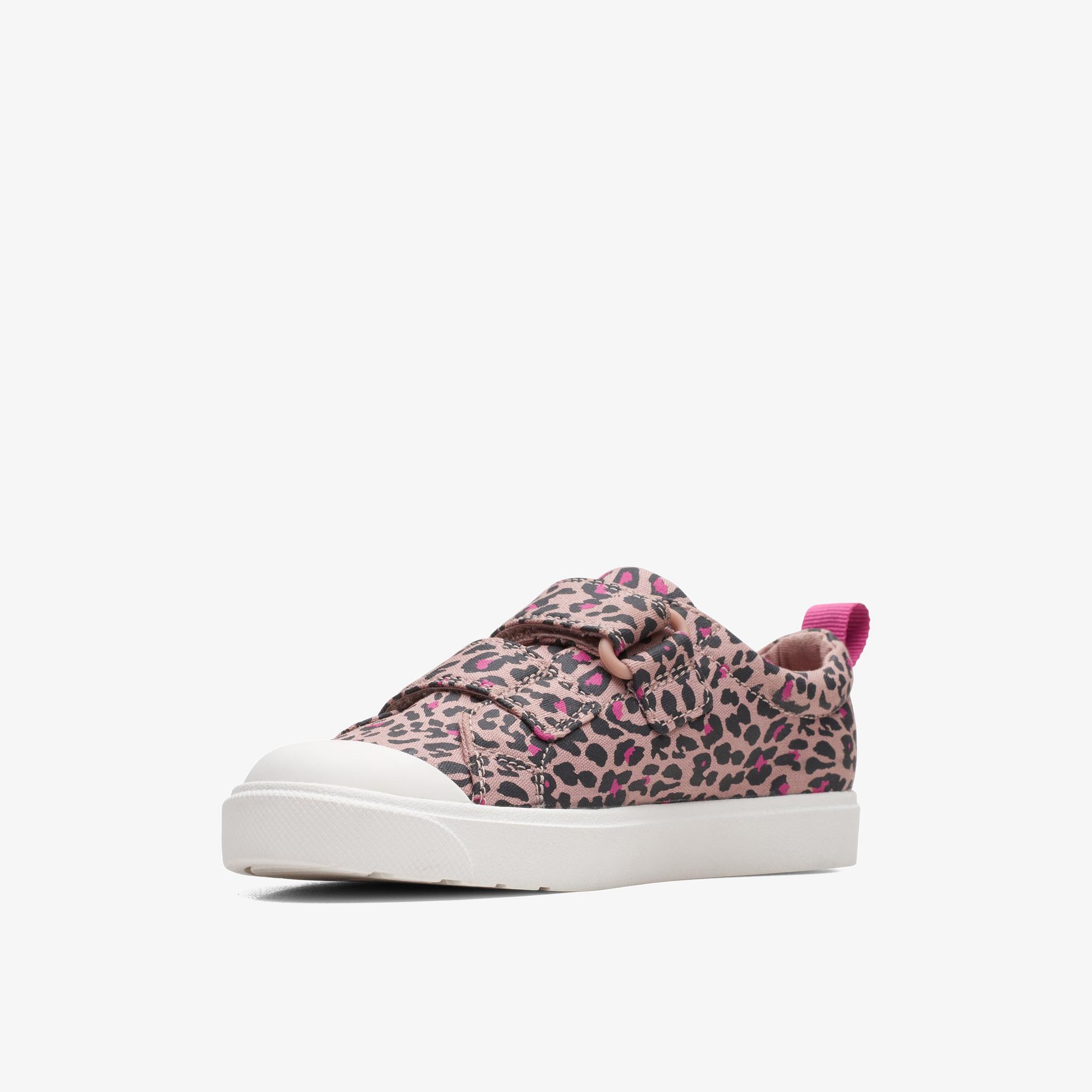 Girls City Bright Kid Pink Combination Canvas Shoes | Clarks Outlet