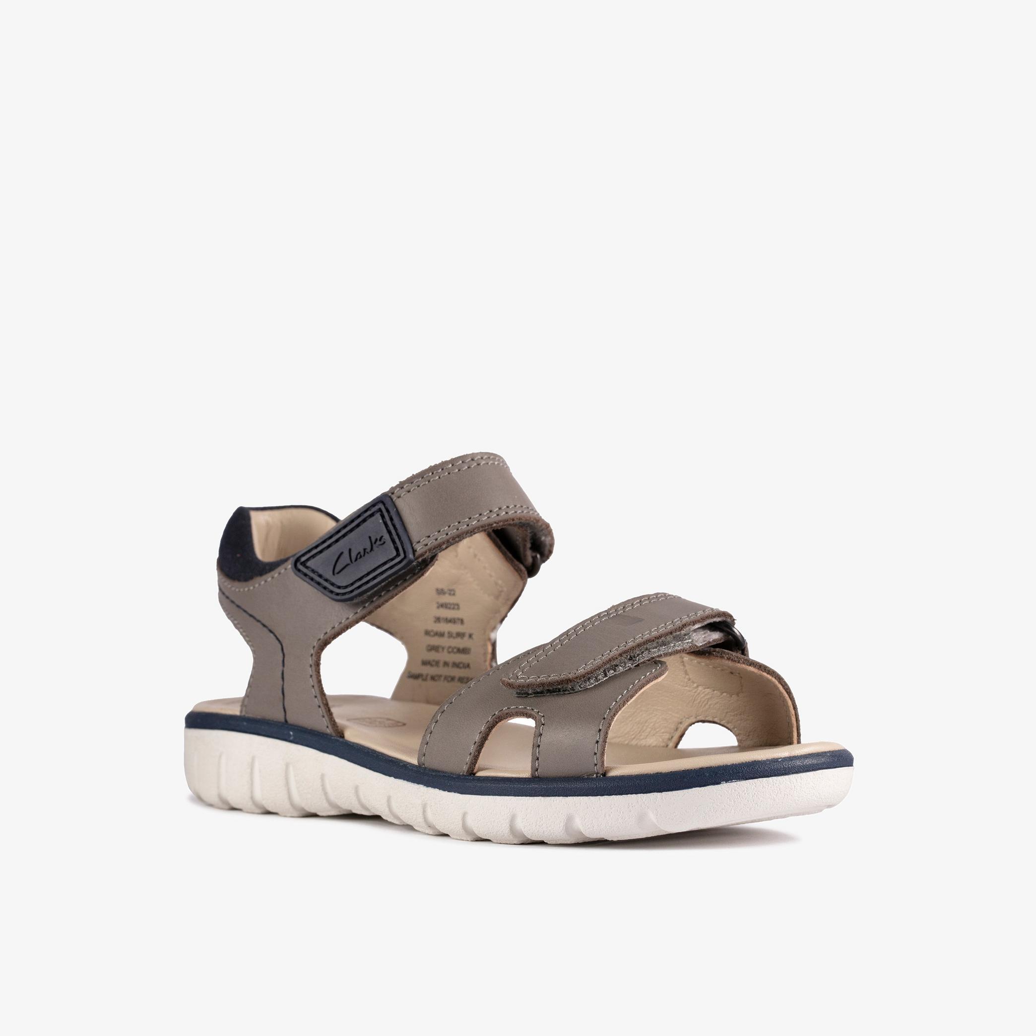 Roam Surf Youth Grey Combination Flat Sandals, view 3 of 6