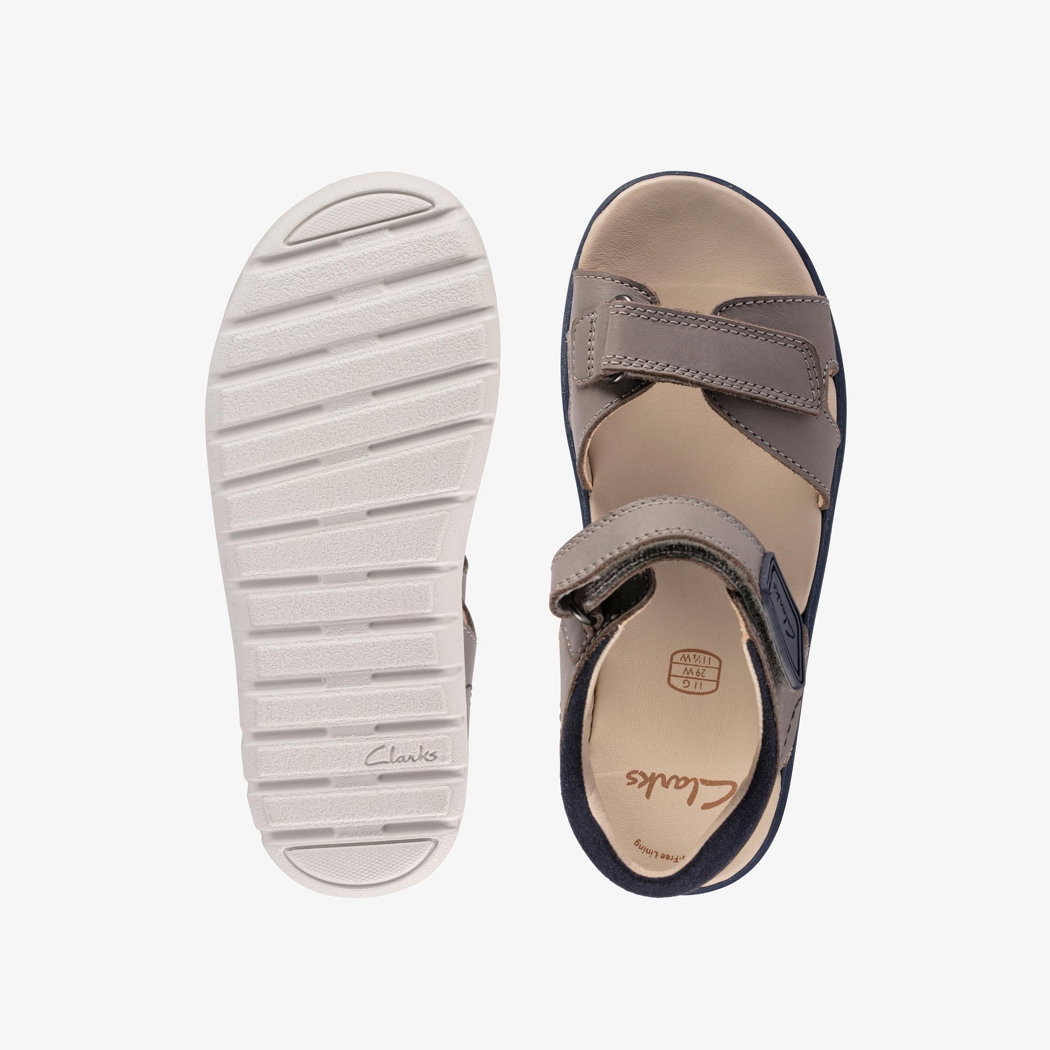 BOYS Roam Surf Youth Grey Combination Flat Sandals | Clarks Outlet