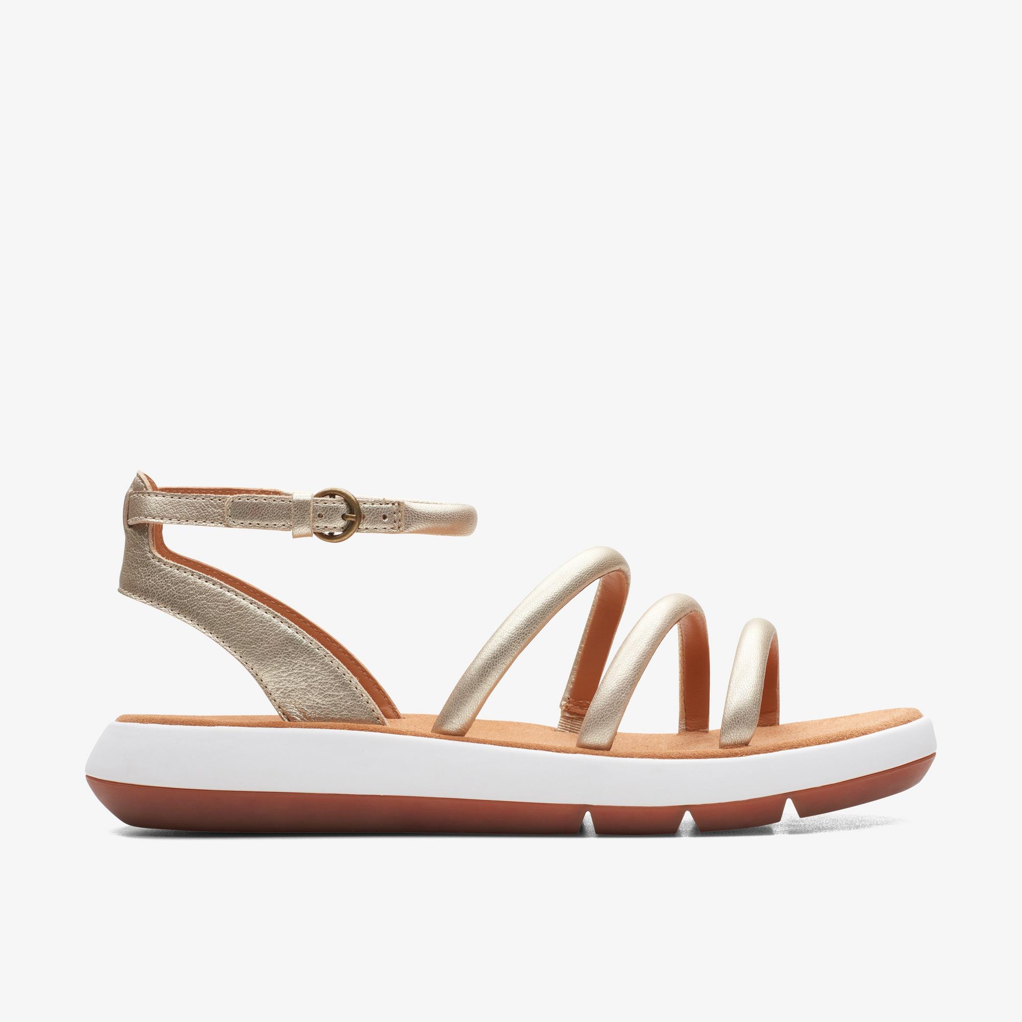 Jemsa Style Champagne Leather Flat Sandals, view 1 of 6