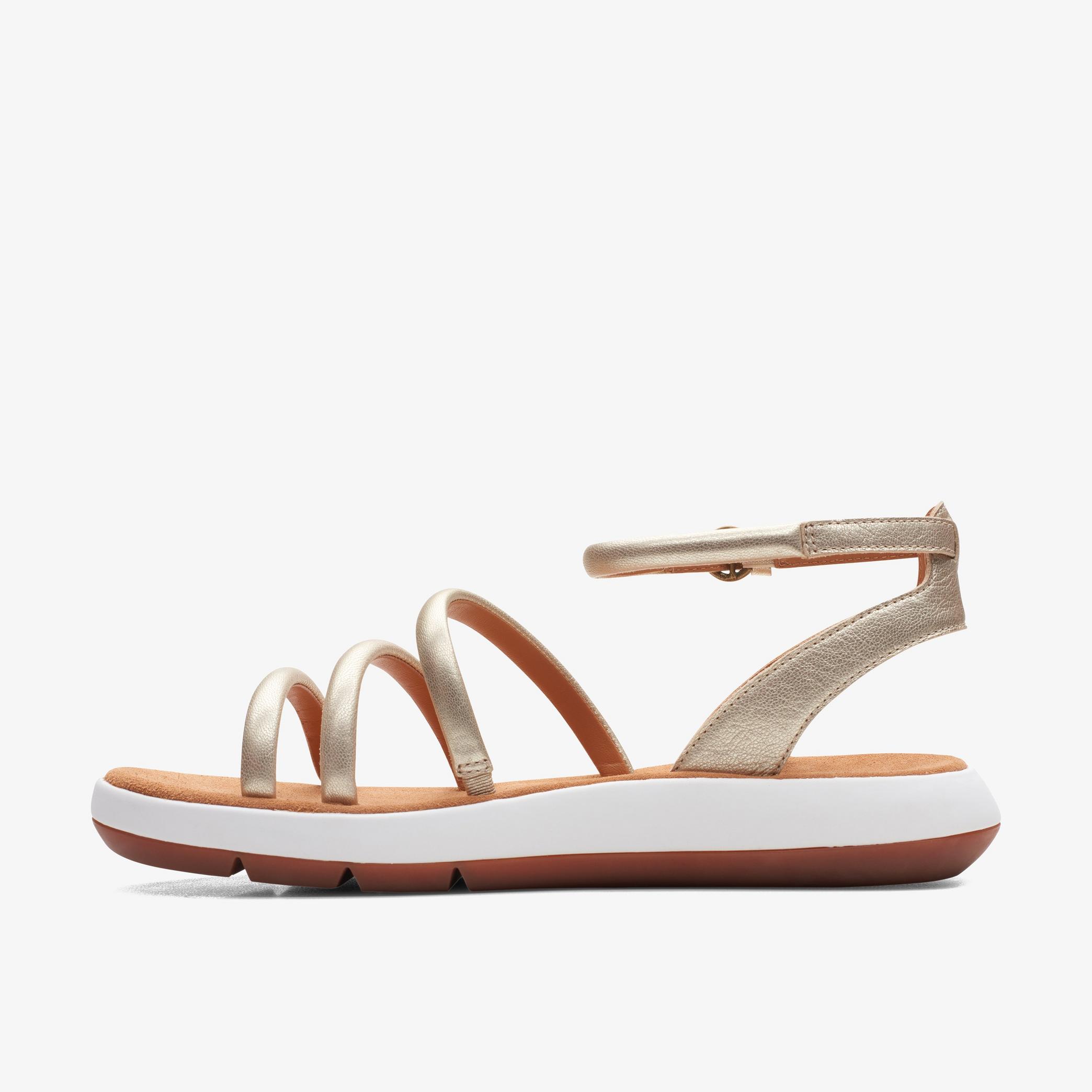 Jemsa Style Champagne Leather Flat Sandals, view 2 of 6