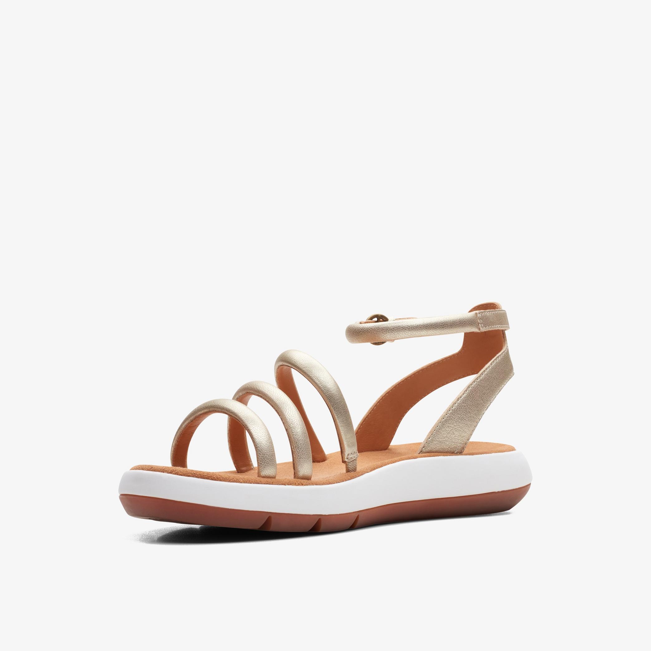 Jemsa Style Champagne Leather Flat Sandals, view 4 of 6
