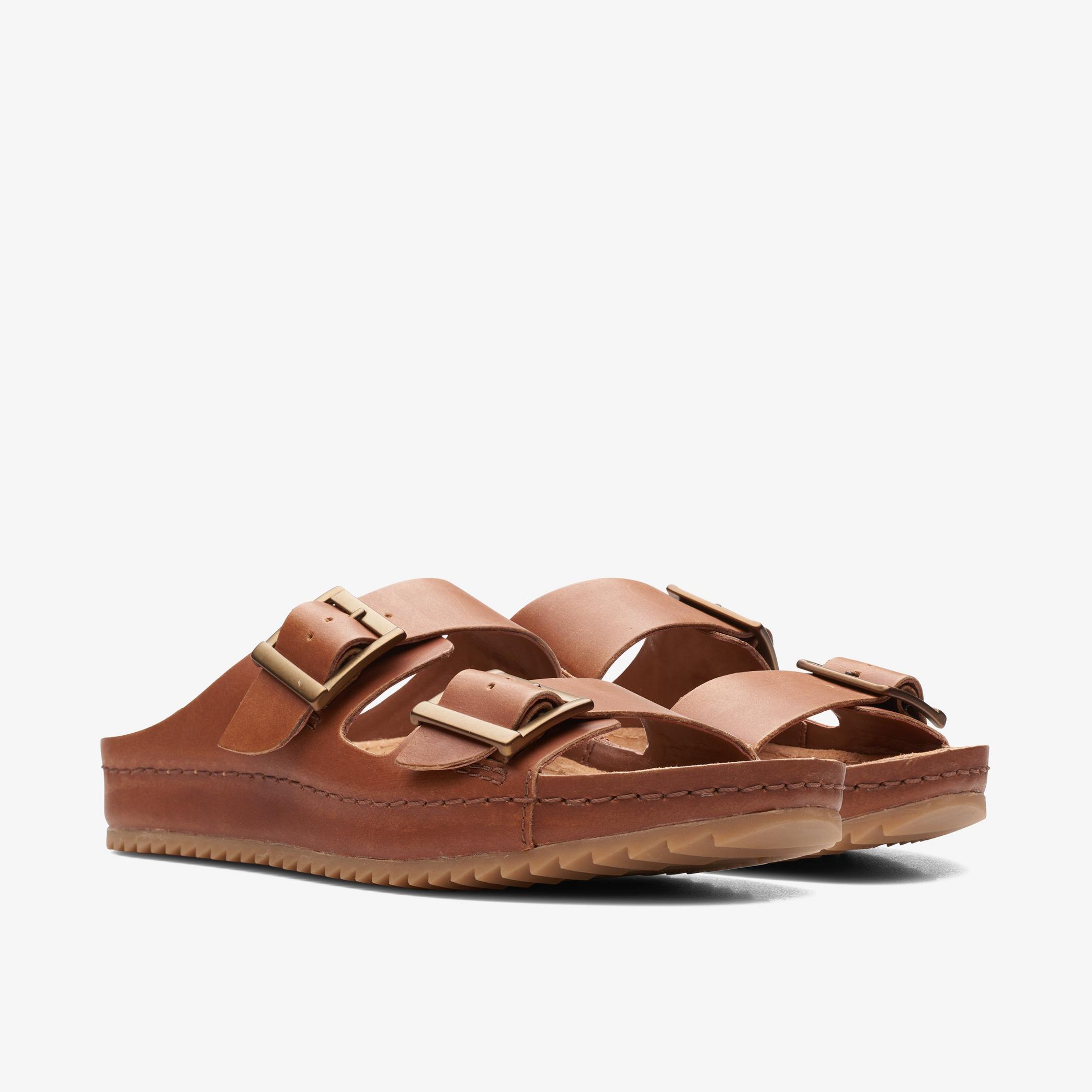 Brookleigh Sun Dark Tan Leather Flat Sandals, view 4 of 6