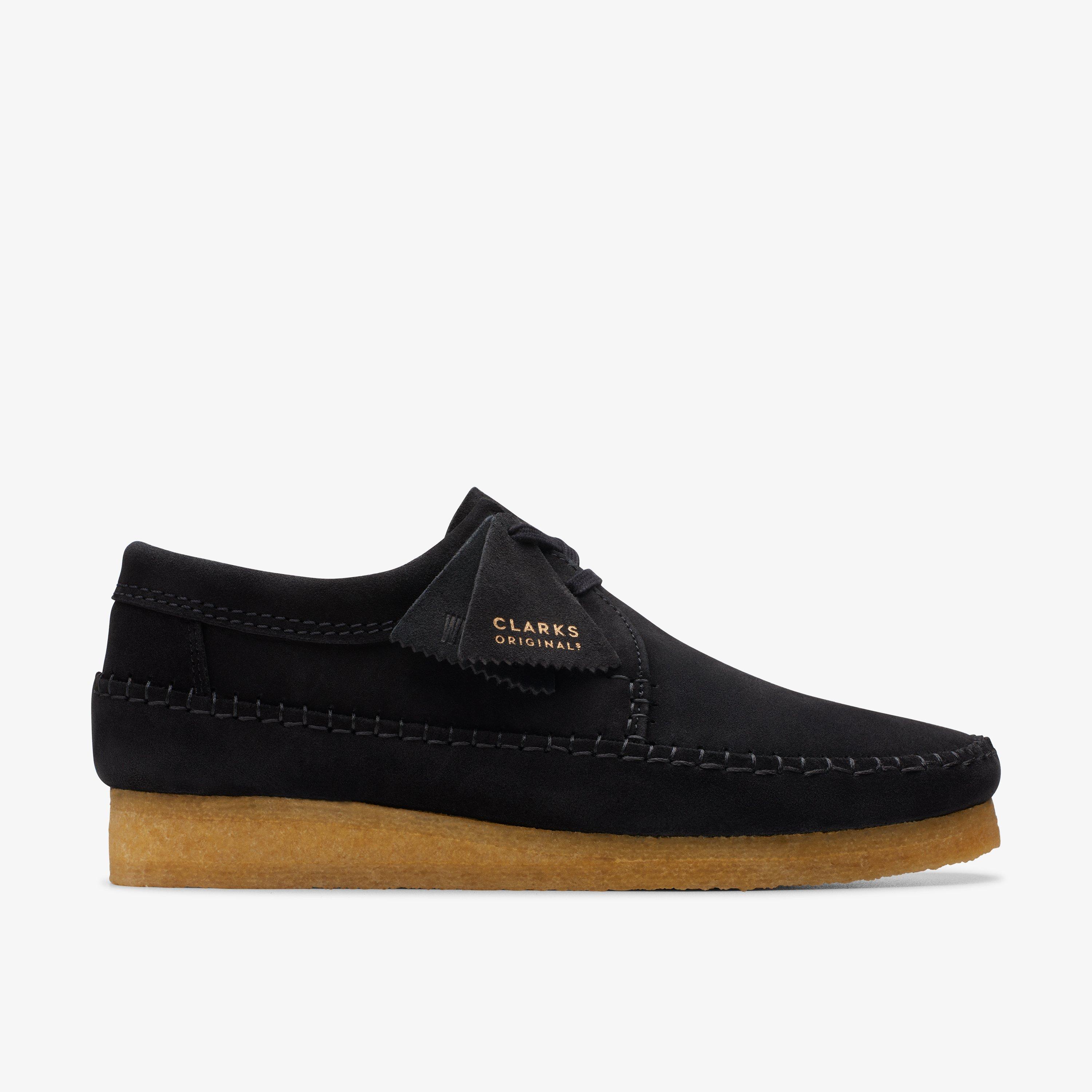 Mens Weaver Black Suede Moccasins | Clarks