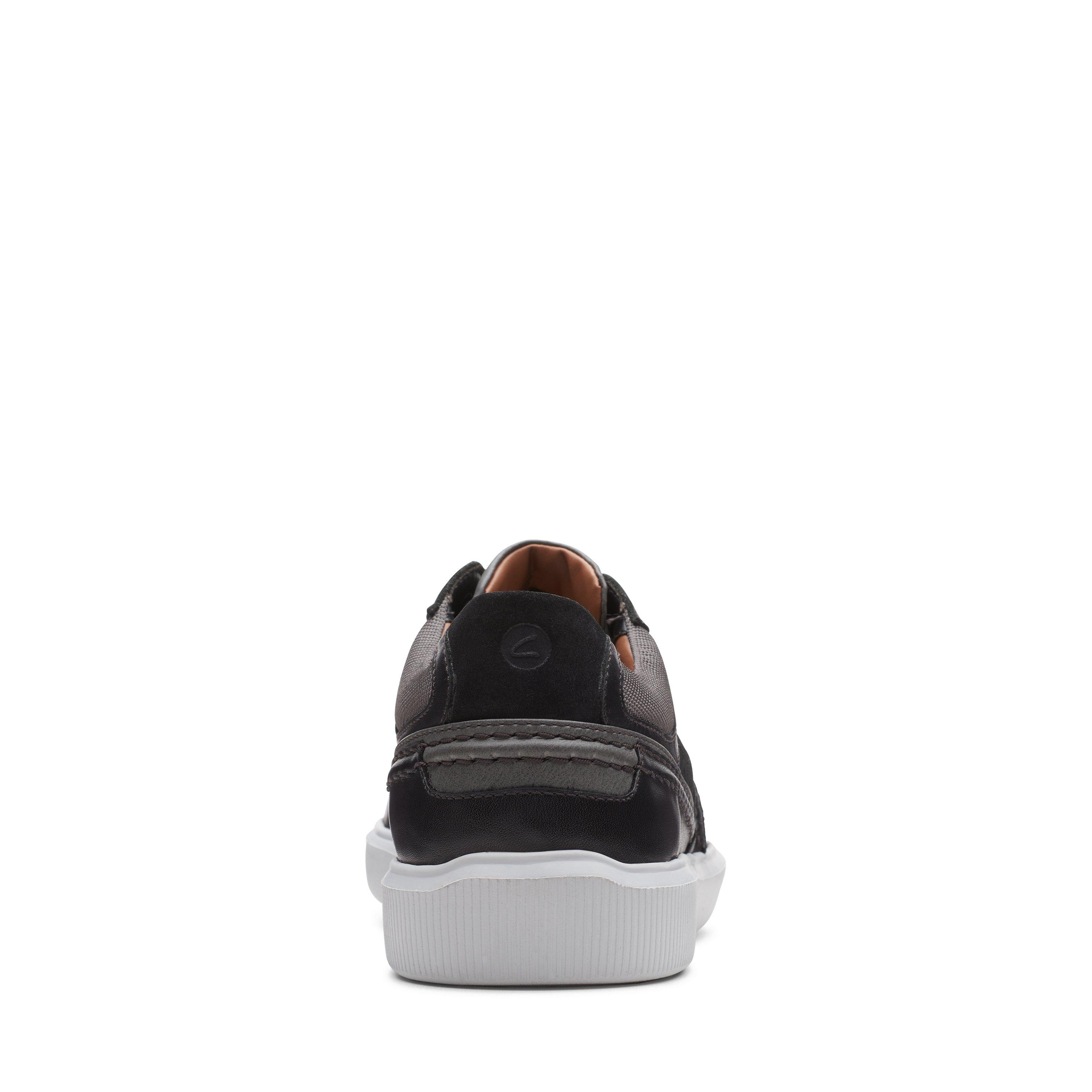 Clarks Mens Cambro Race Black Leather Casual Sneaker Shoes