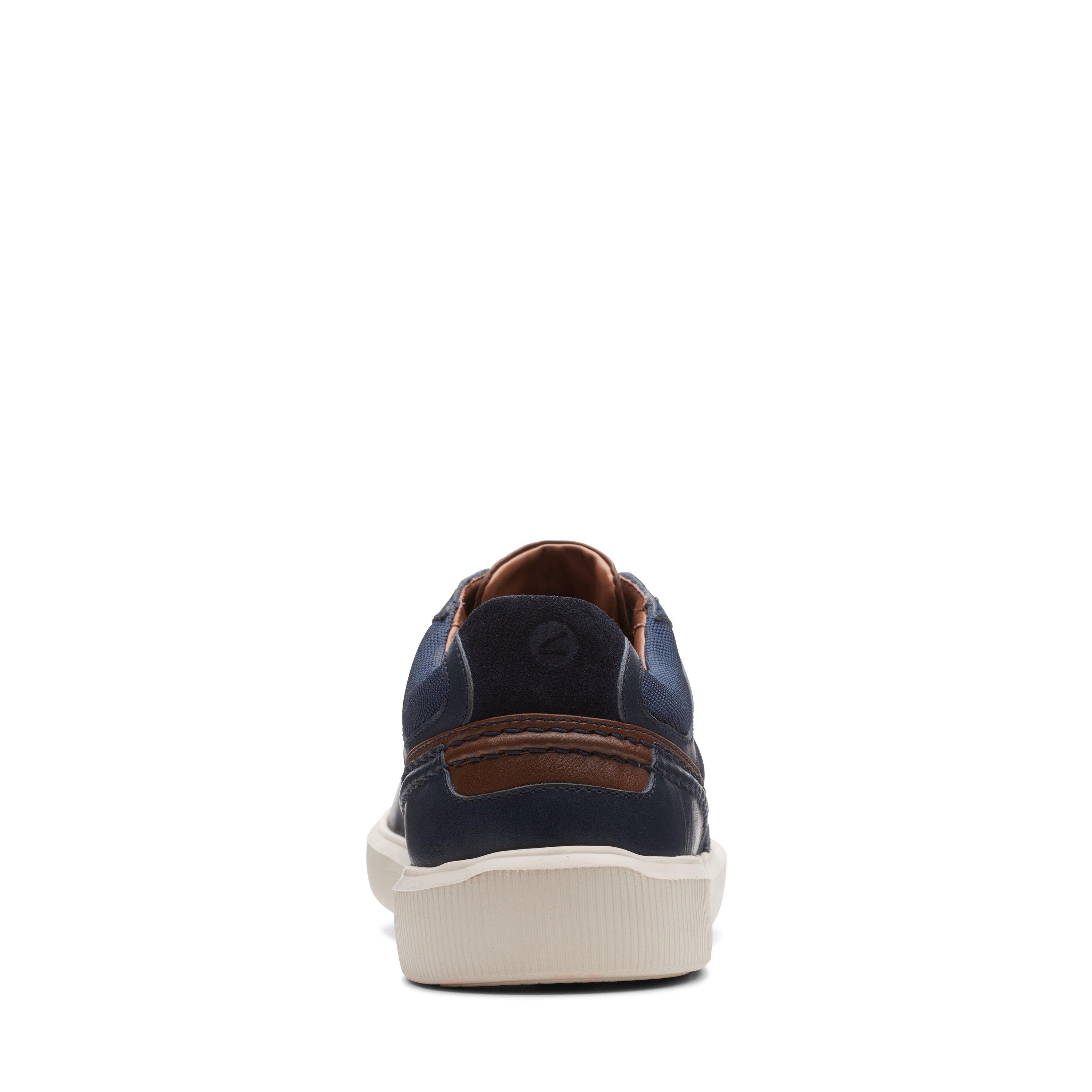 Clarks Mens Cambro Race Blue Leather Casual Sneaker Shoes