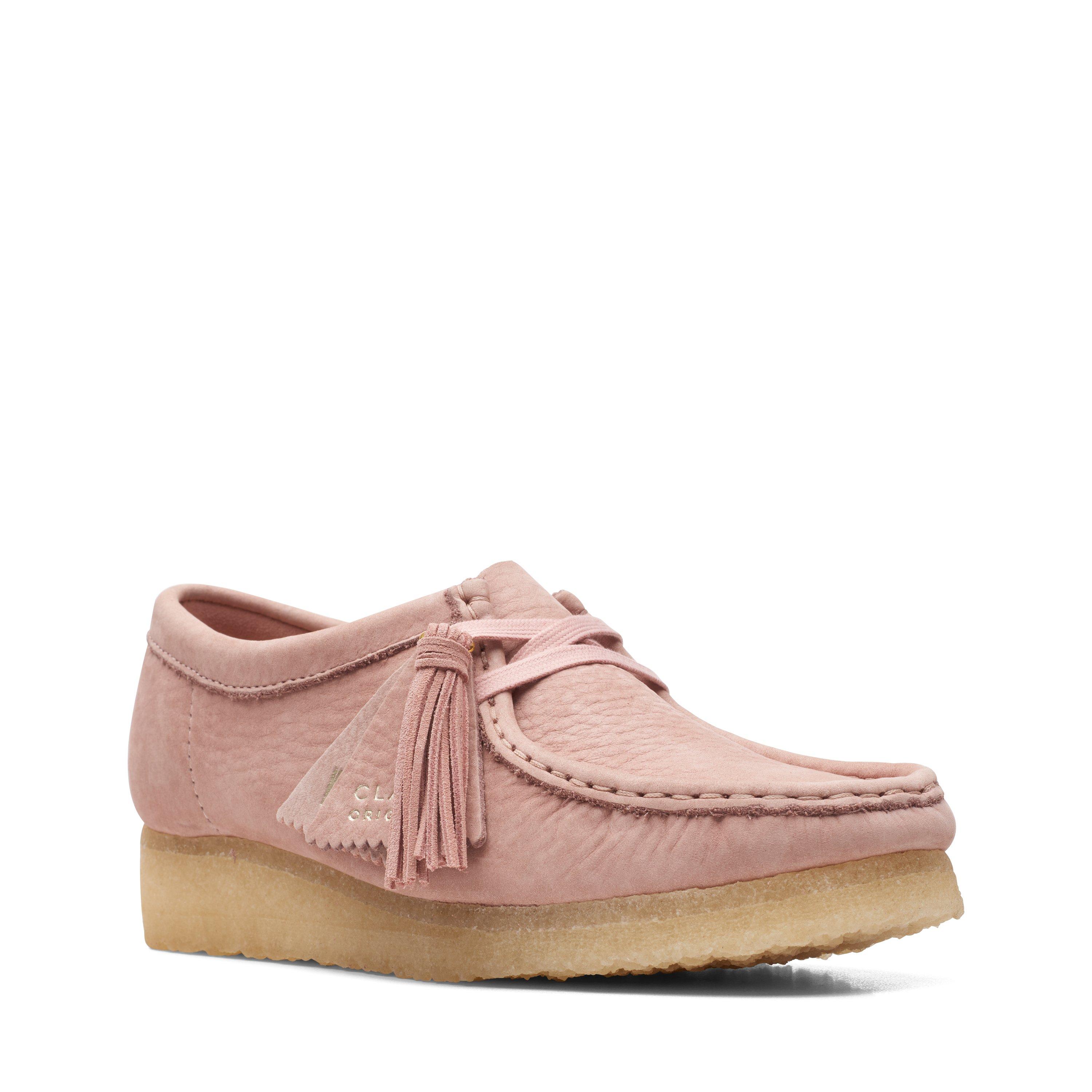 Clarks Originals Womens Wallabee Moccasin Pink Leather Casual Shoes