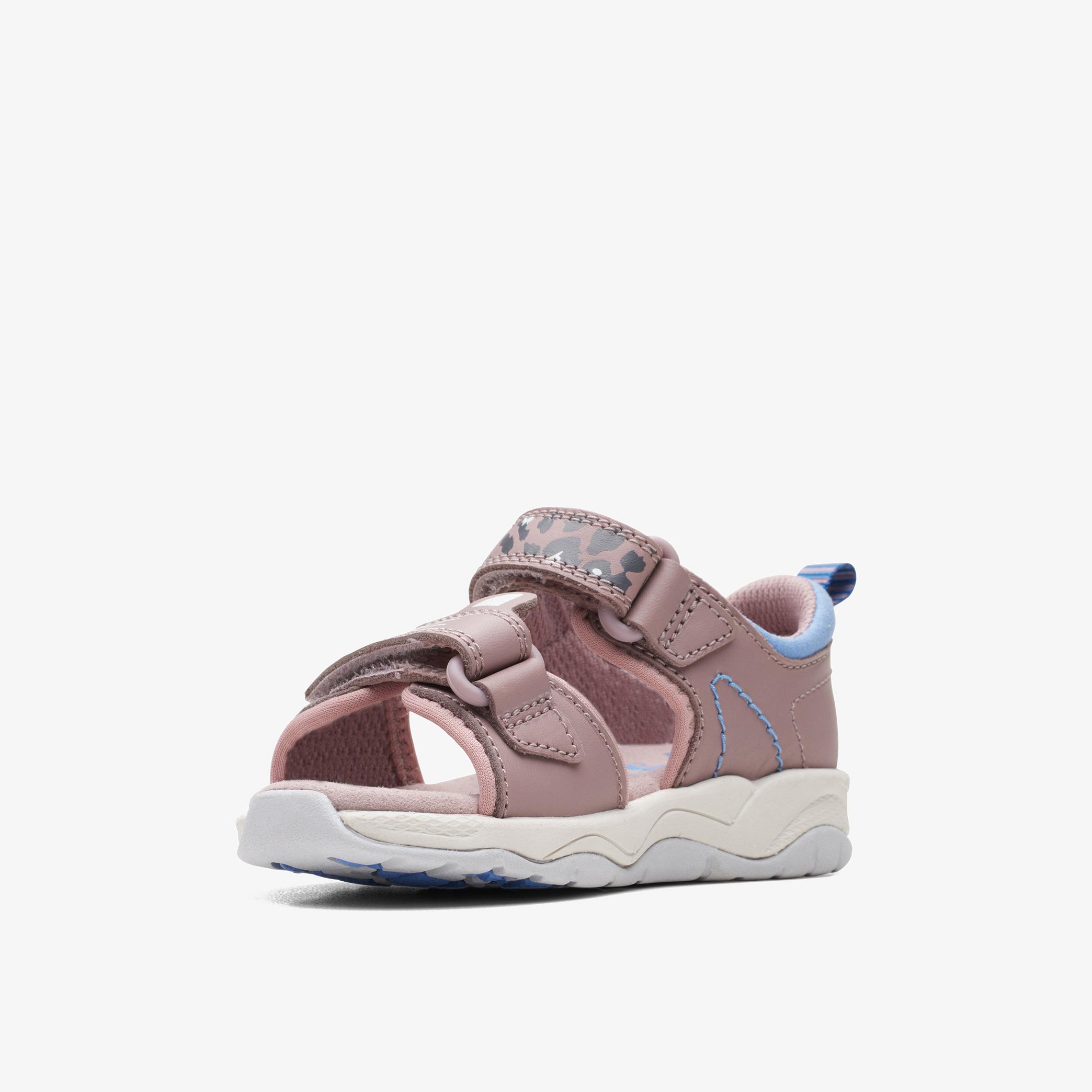 Clowder Print Toddler Grey/Pink Flat Sandals, view 4 of 6