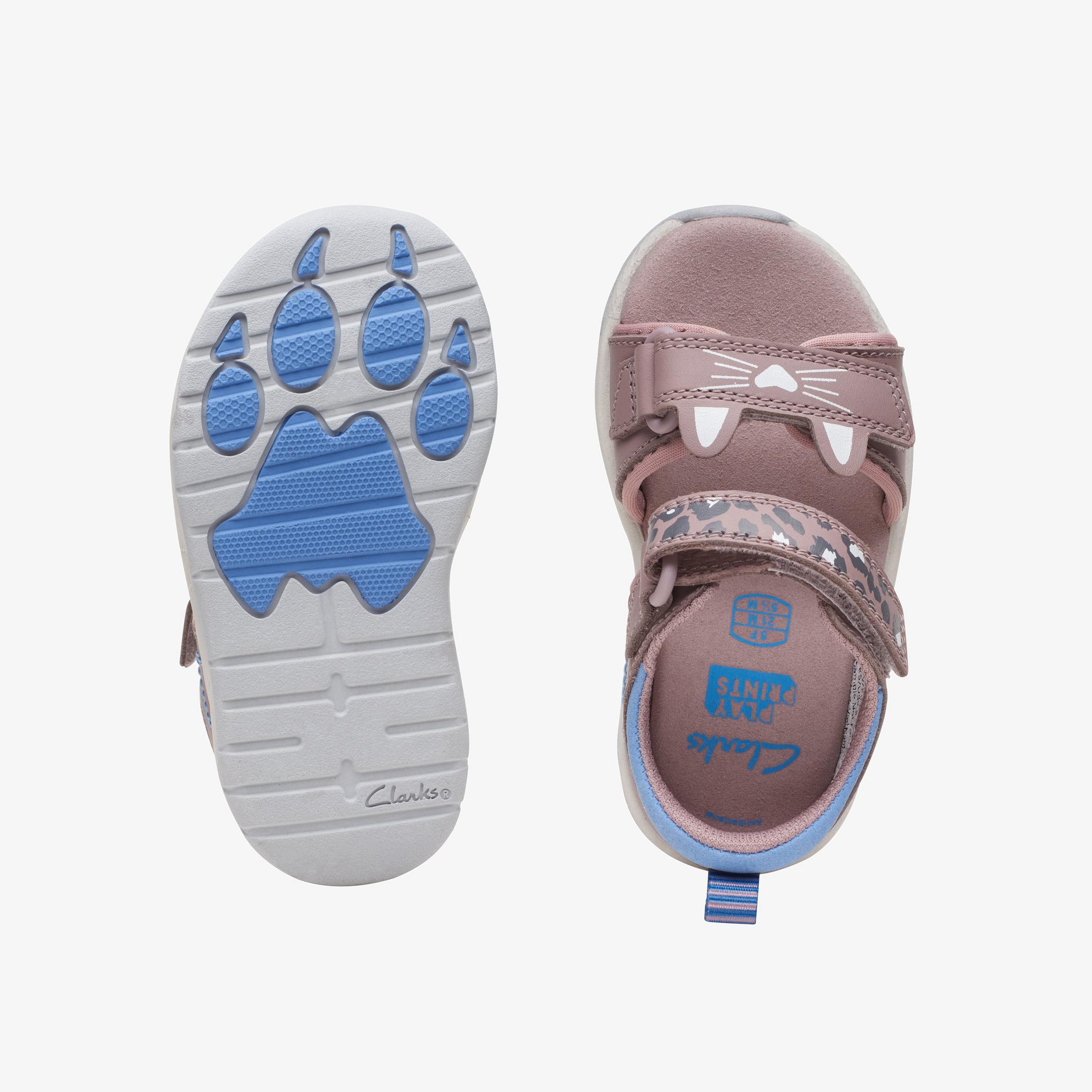 Clowder Print Toddler Grey/Pink Flat Sandals, view 6 of 6