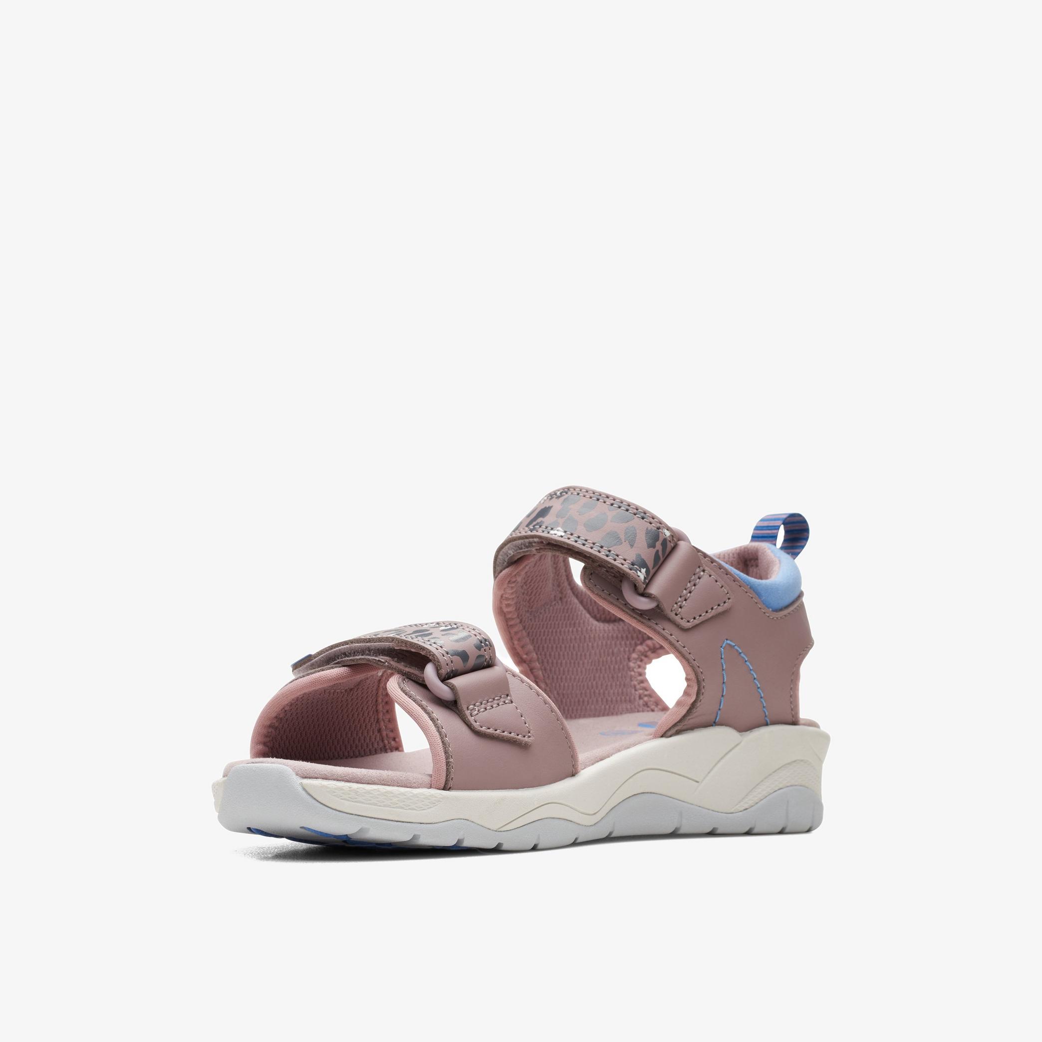 GIRLS Clowder Print Youth Grey/Pink Flat Sandals | Clarks Outlet