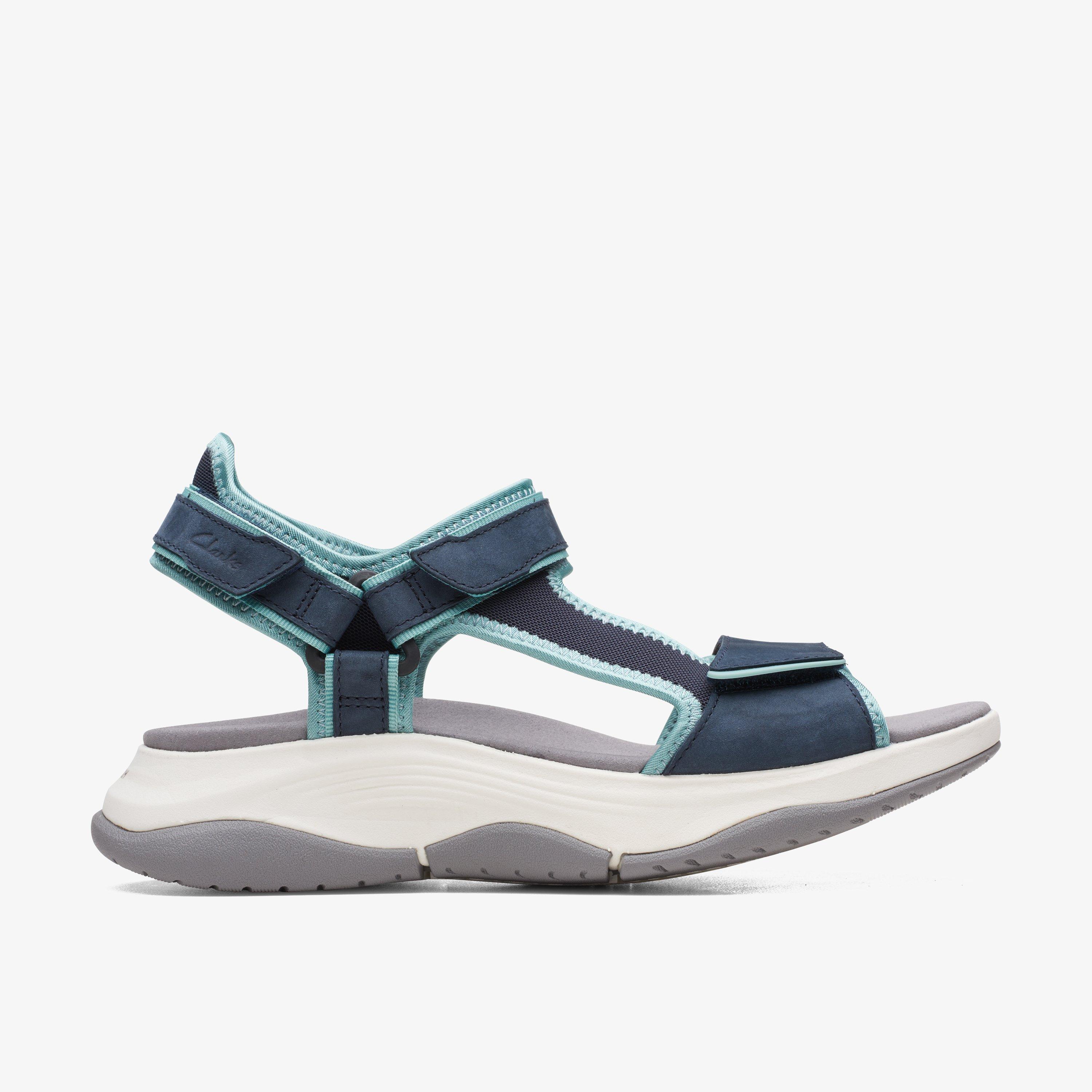 Womens Wave 2.0 Skip Navy Combination Flat Sandals | Clarks Outlet