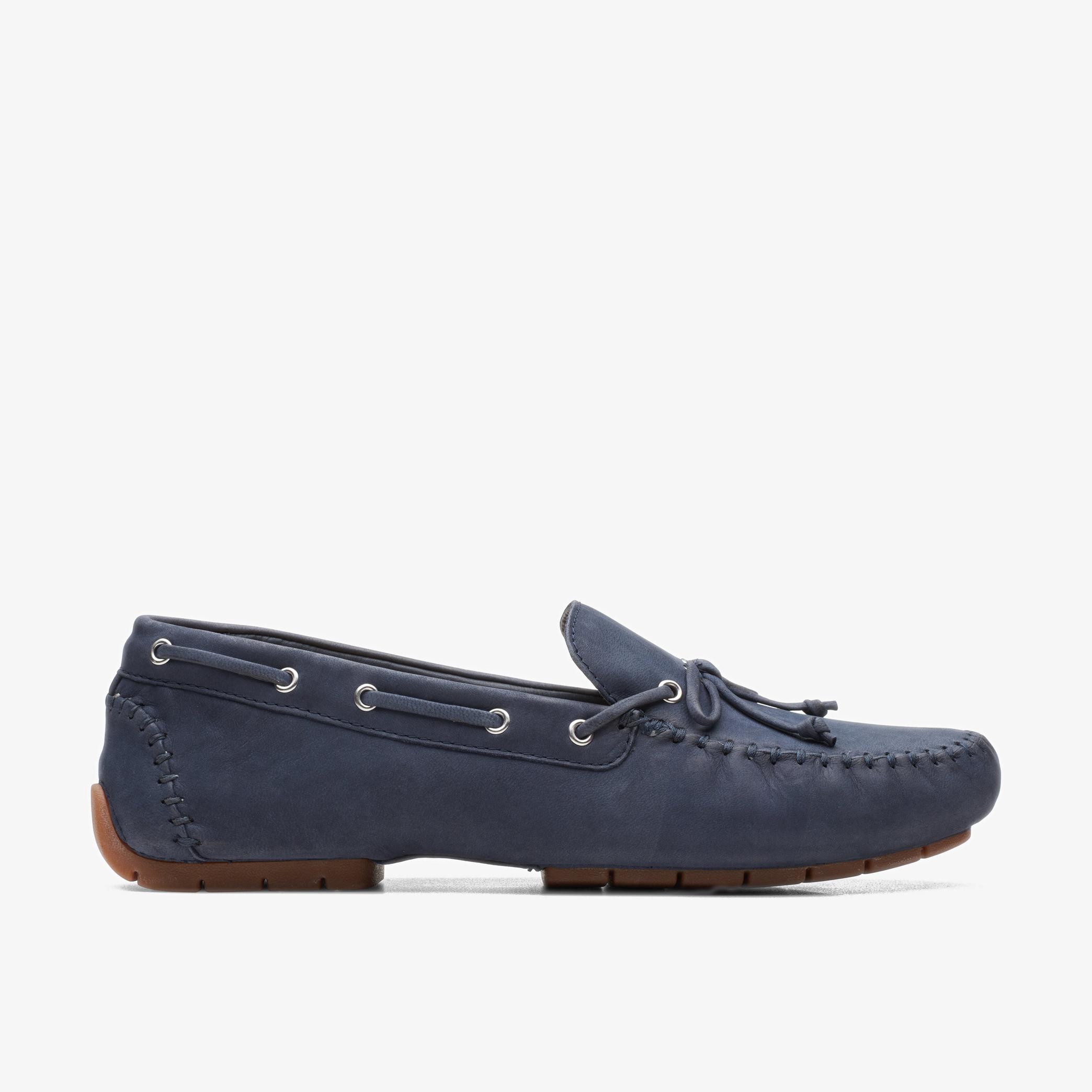 C Mocc Tie Navy Nubuck Loafers, view 1 of 6