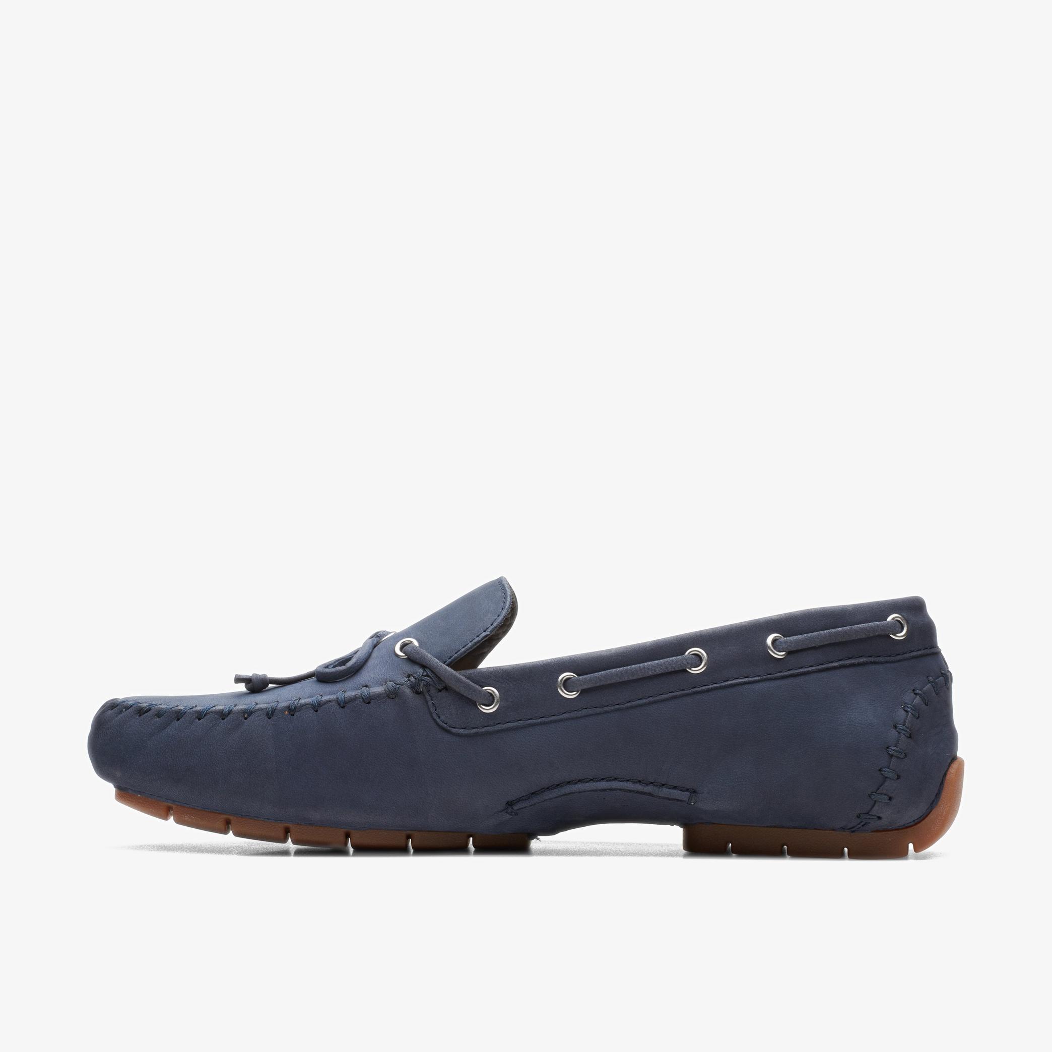 C Mocc Tie Navy Nubuck Loafers, view 2 of 6
